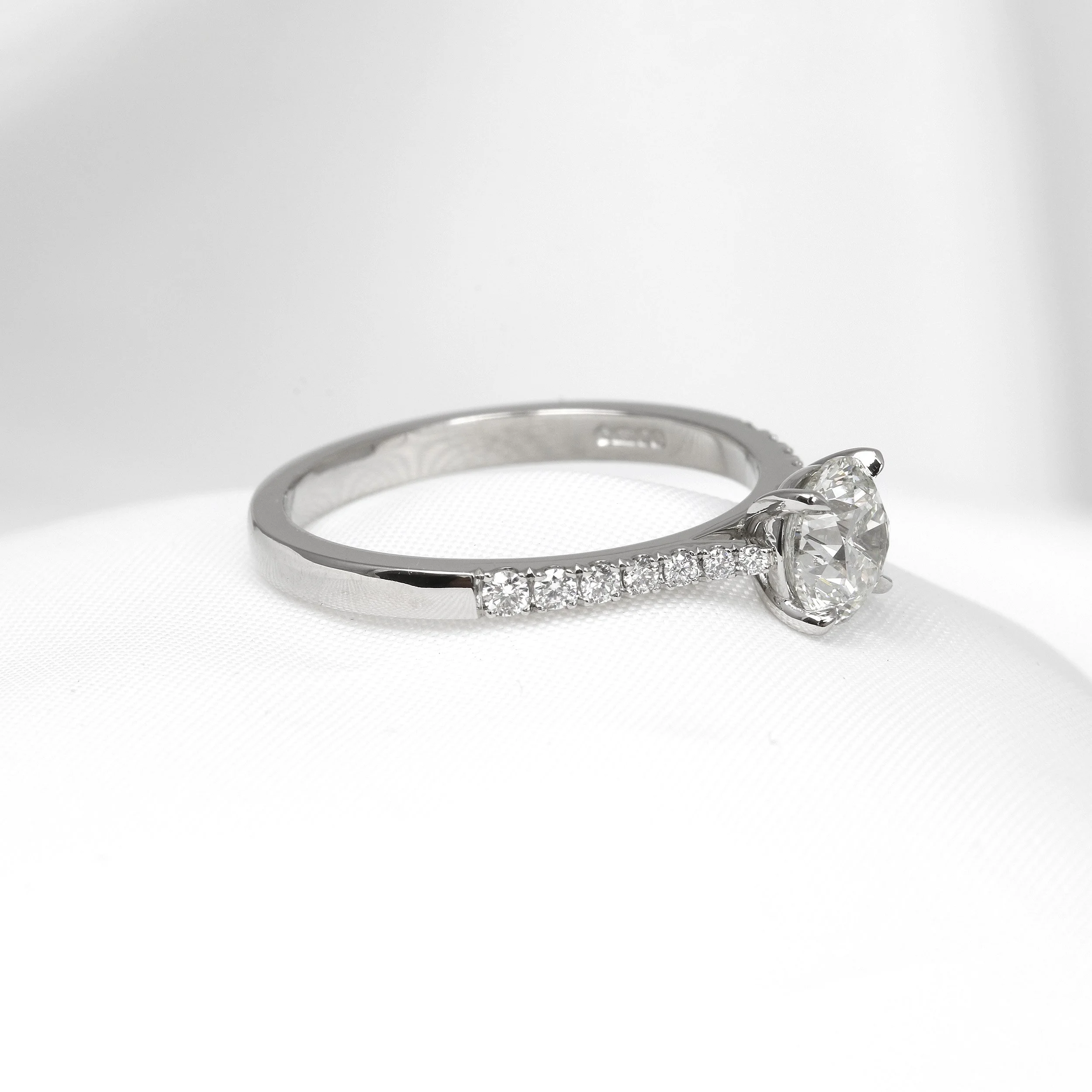 Solitaire Diamond Ring with Stone Set Shoulders in Platinum