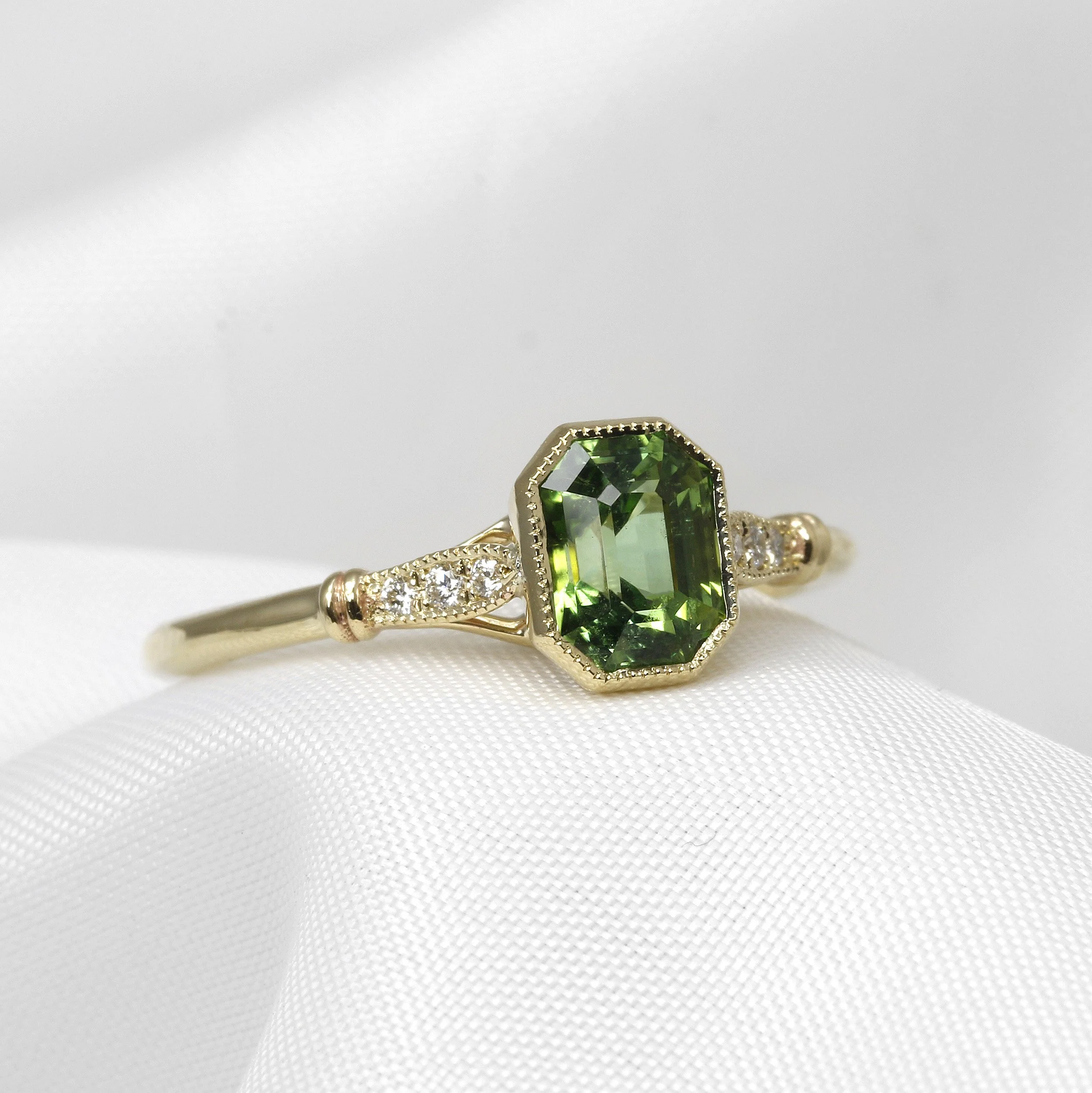 Tourmaline and Diamond Ring in Yellow Gold