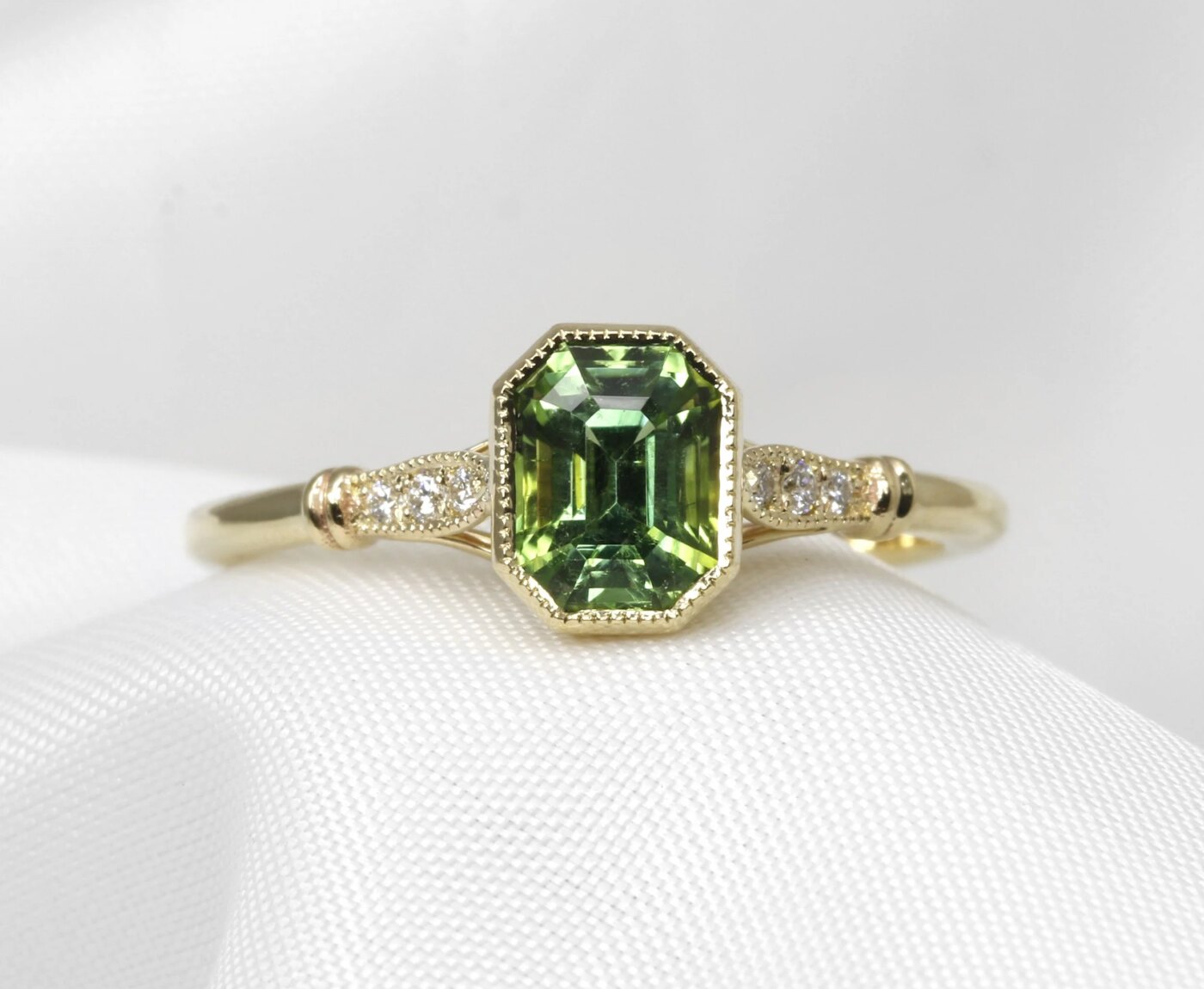 Tourmaline and Diamond Ring in Yellow Gold