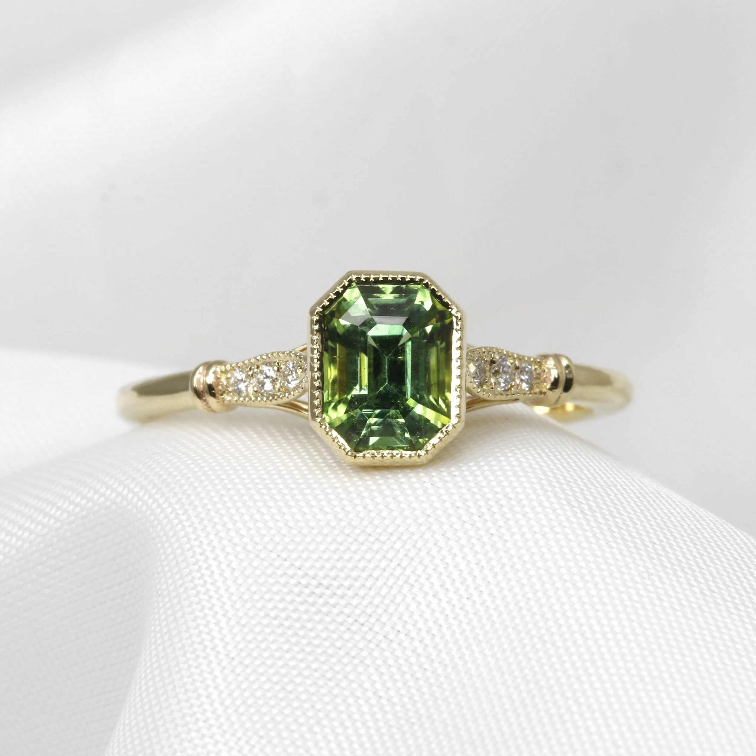 Tourmaline and Diamond Ring in Yellow Gold