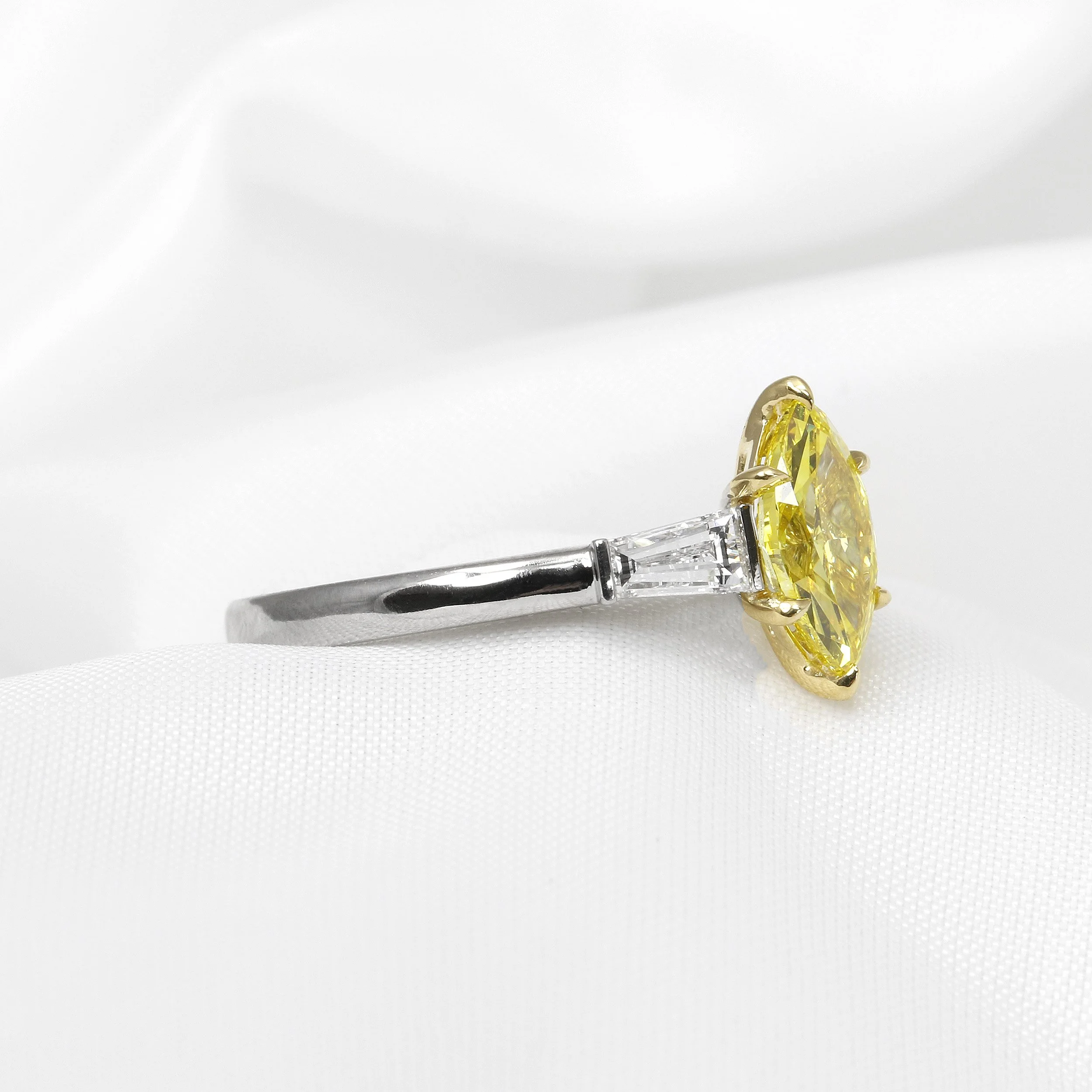 Laboratory Created Vivid Yellow Marquise Diamond Ring