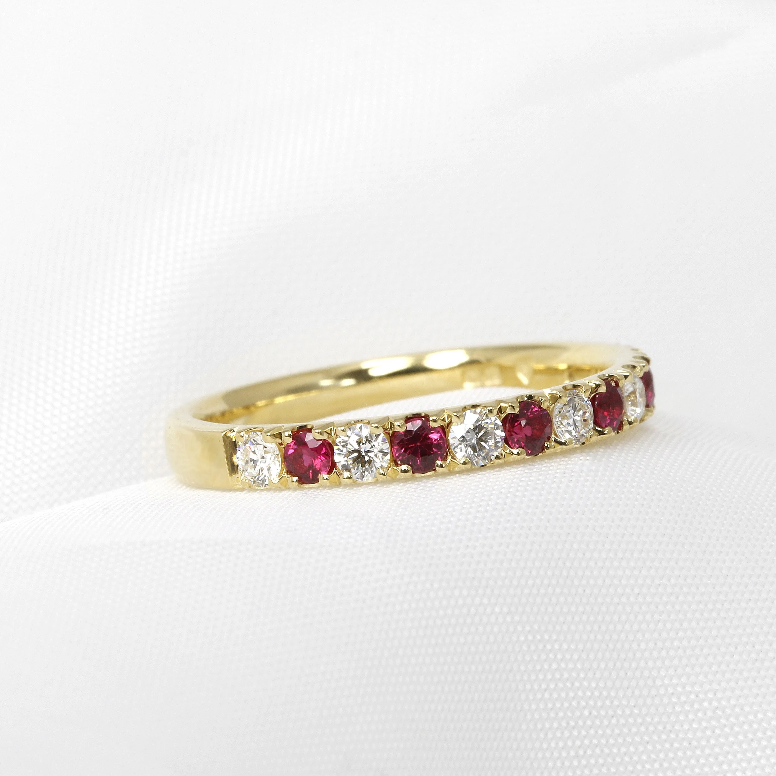 Ruby and Diamond Claw Set Eternity Ring in 18ct Yellow Gold