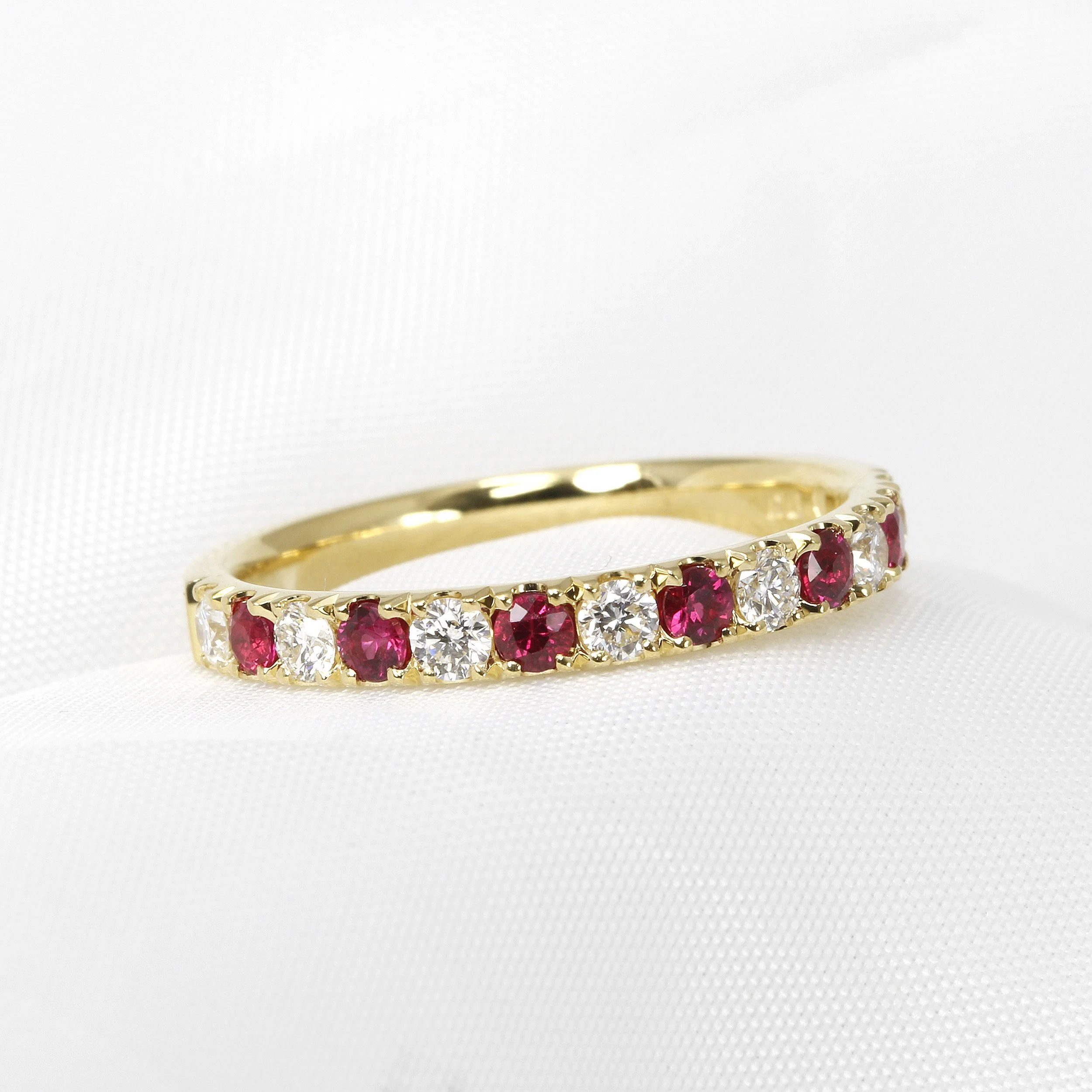 Ruby and Diamond Claw Set Eternity Ring in 18ct Yellow Gold
