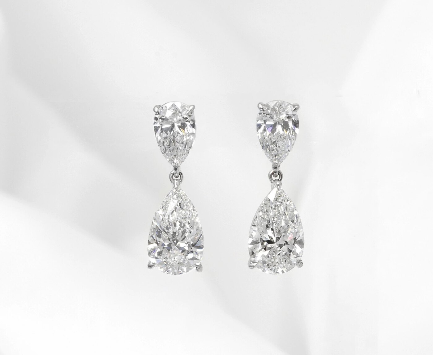 Laboratory Created Diamond Pear Drop Earrings in 18ct White Gold