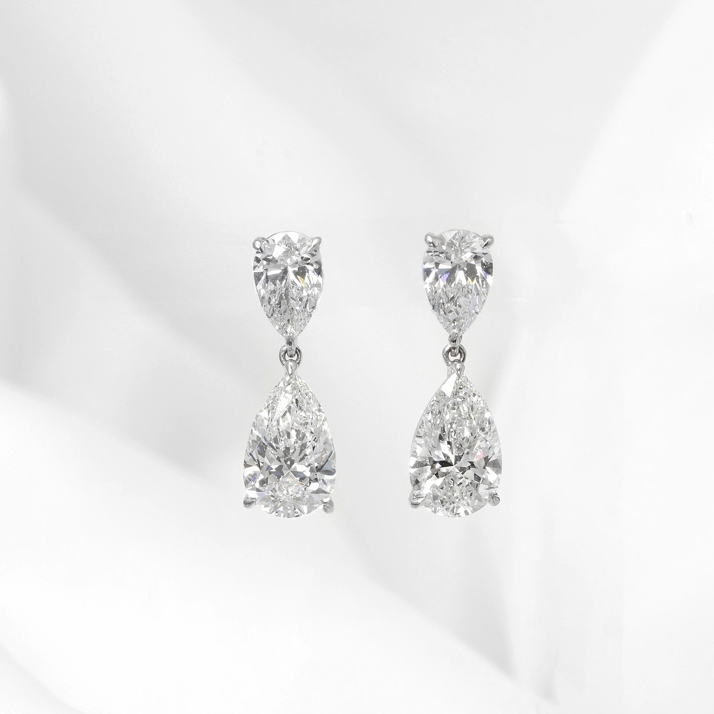 Laboratory Created Diamond Pear Drop Earrings in 18ct White Gold