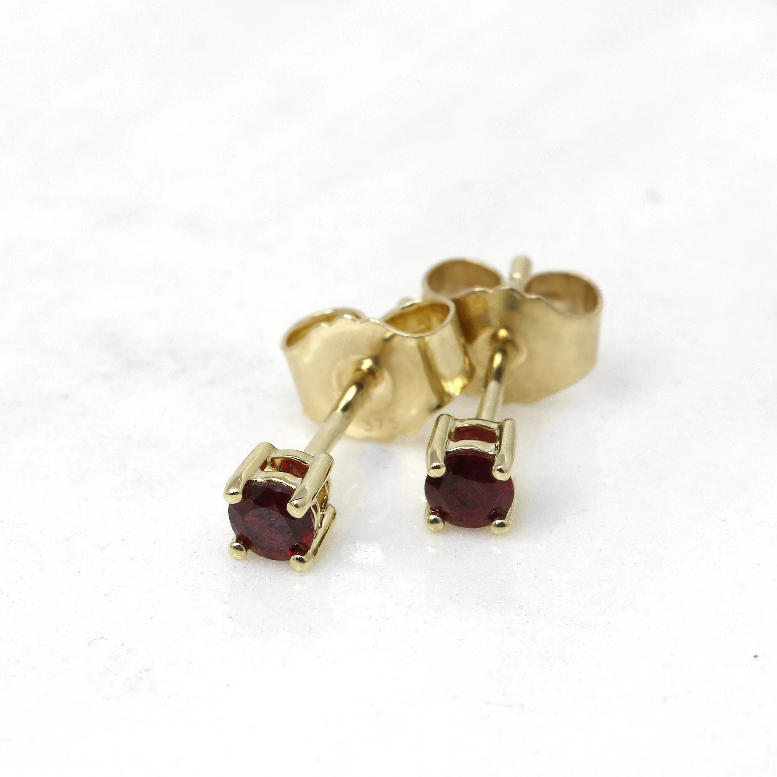 Ruby Solitaire Stud Earrings in Yellow Gold