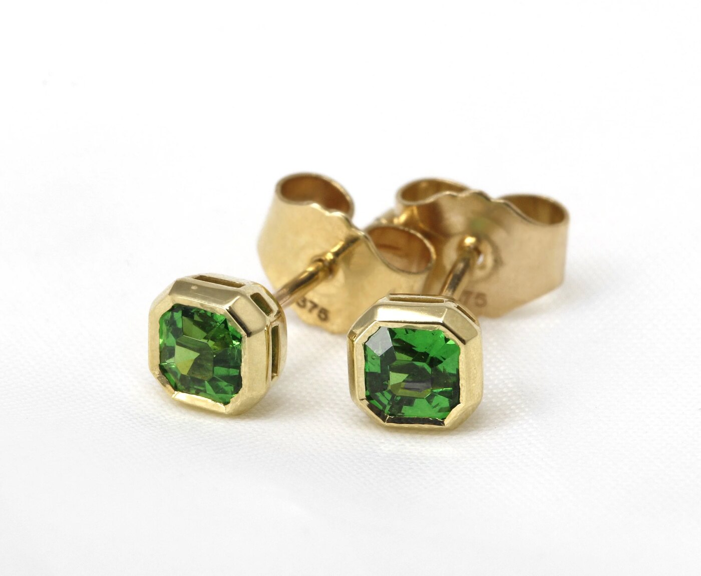 Tsavorite Garnet Stud Earrings in Yellow Gold