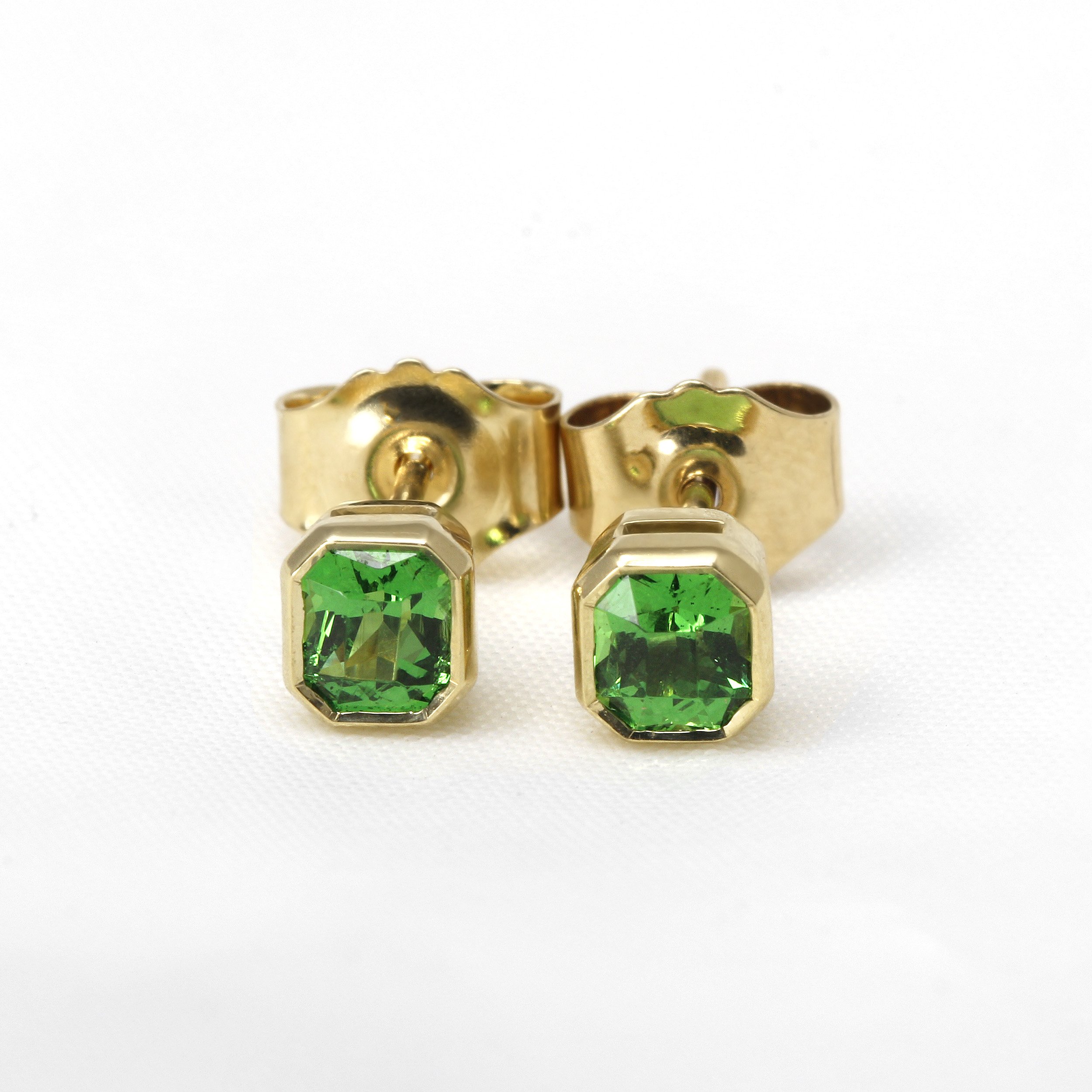 Tsavorite Garnet Stud Earrings in Yellow Gold