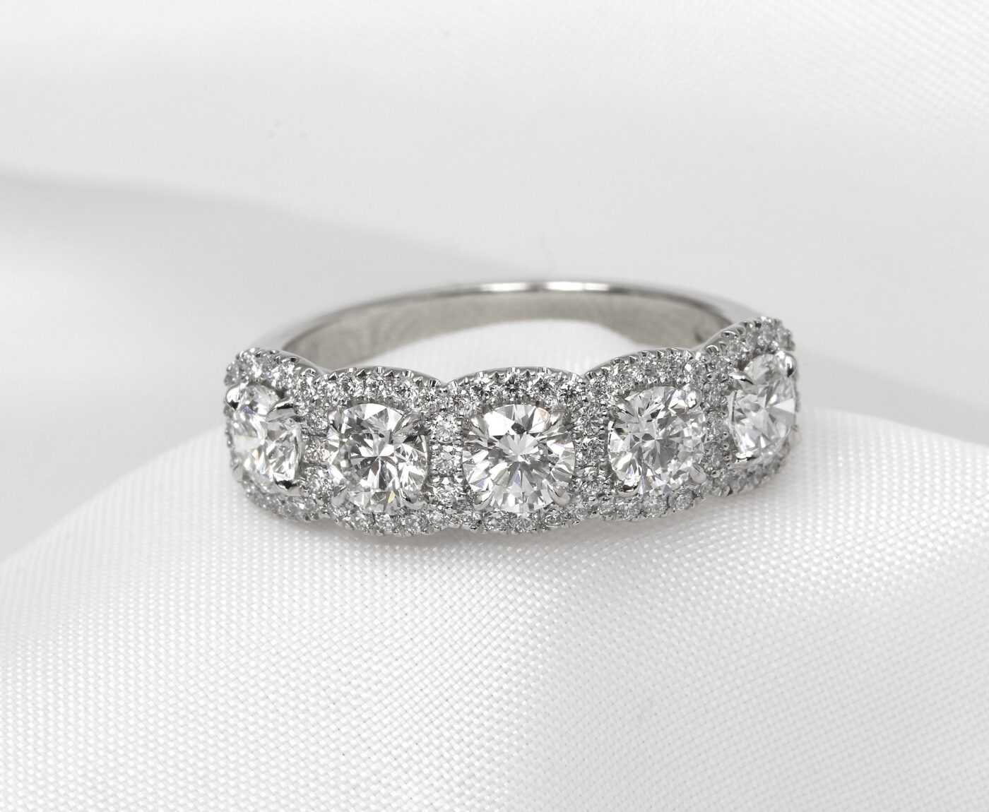 Diamond Five Stone Multi-Cluster Ring in Platinum 