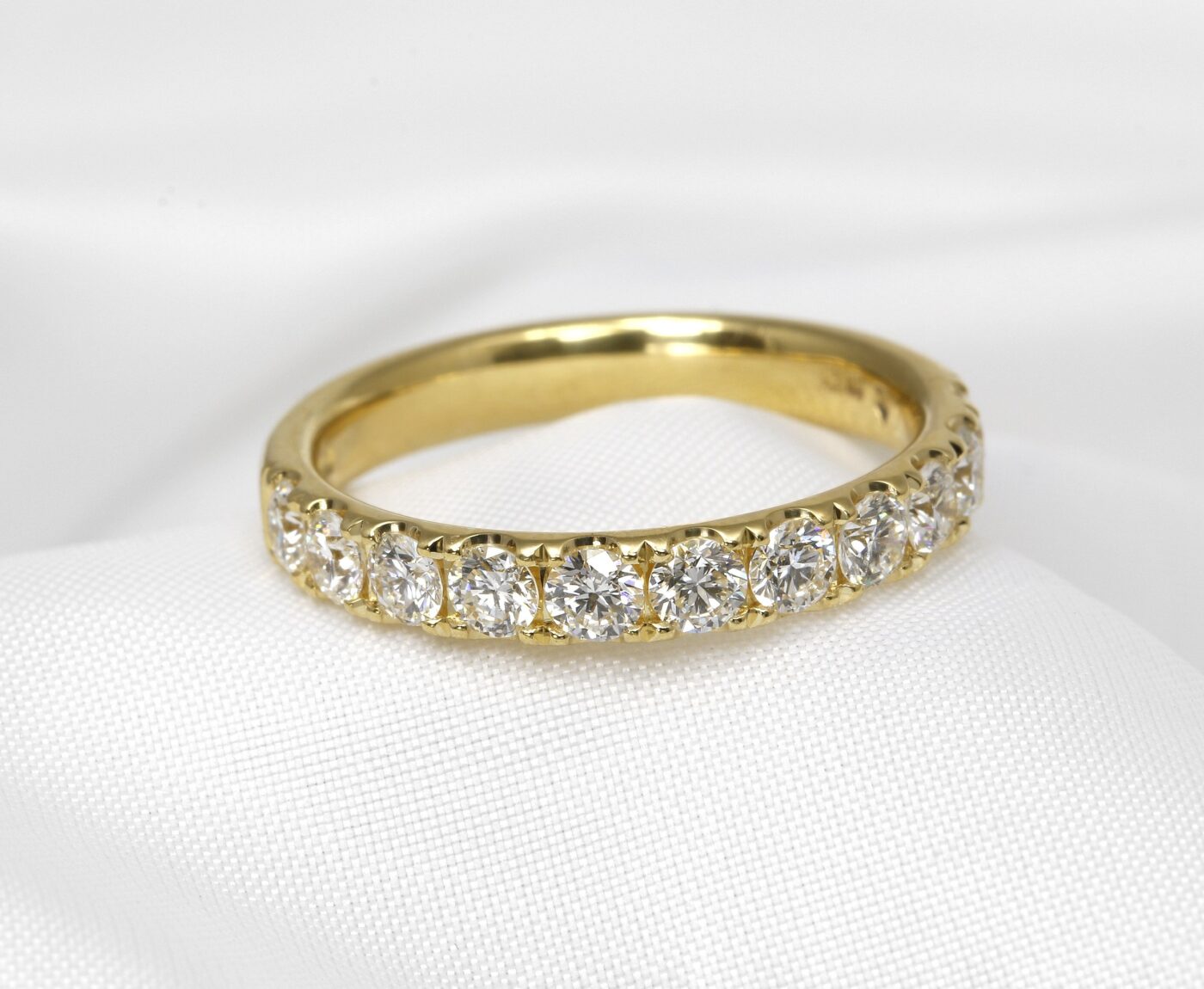 Cutaway Claw Set Diamond Eternity Ring in 18ct Yellow Gold 