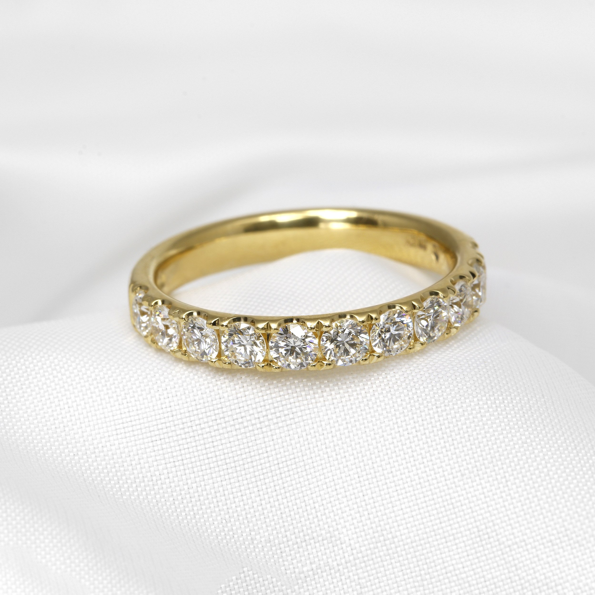 Cutaway Claw Set Diamond Eternity Ring in 18ct Yellow Gold