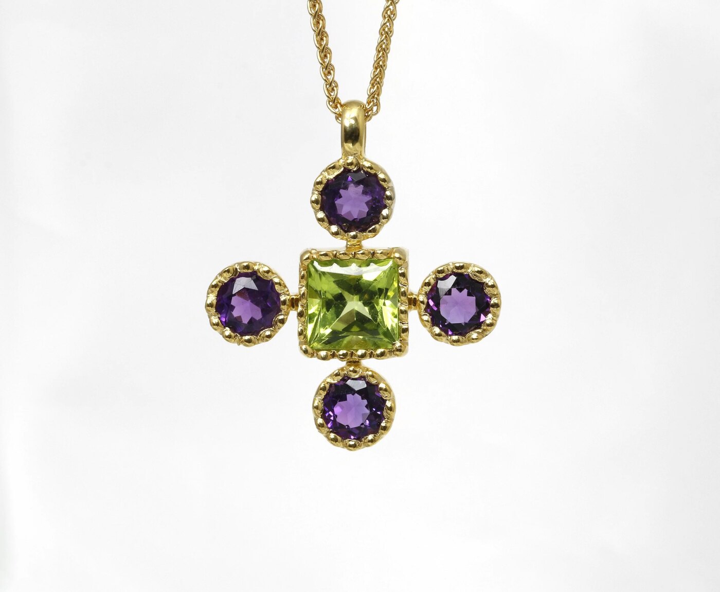 Peridot & Amethyst Bud and Bloom Pendant