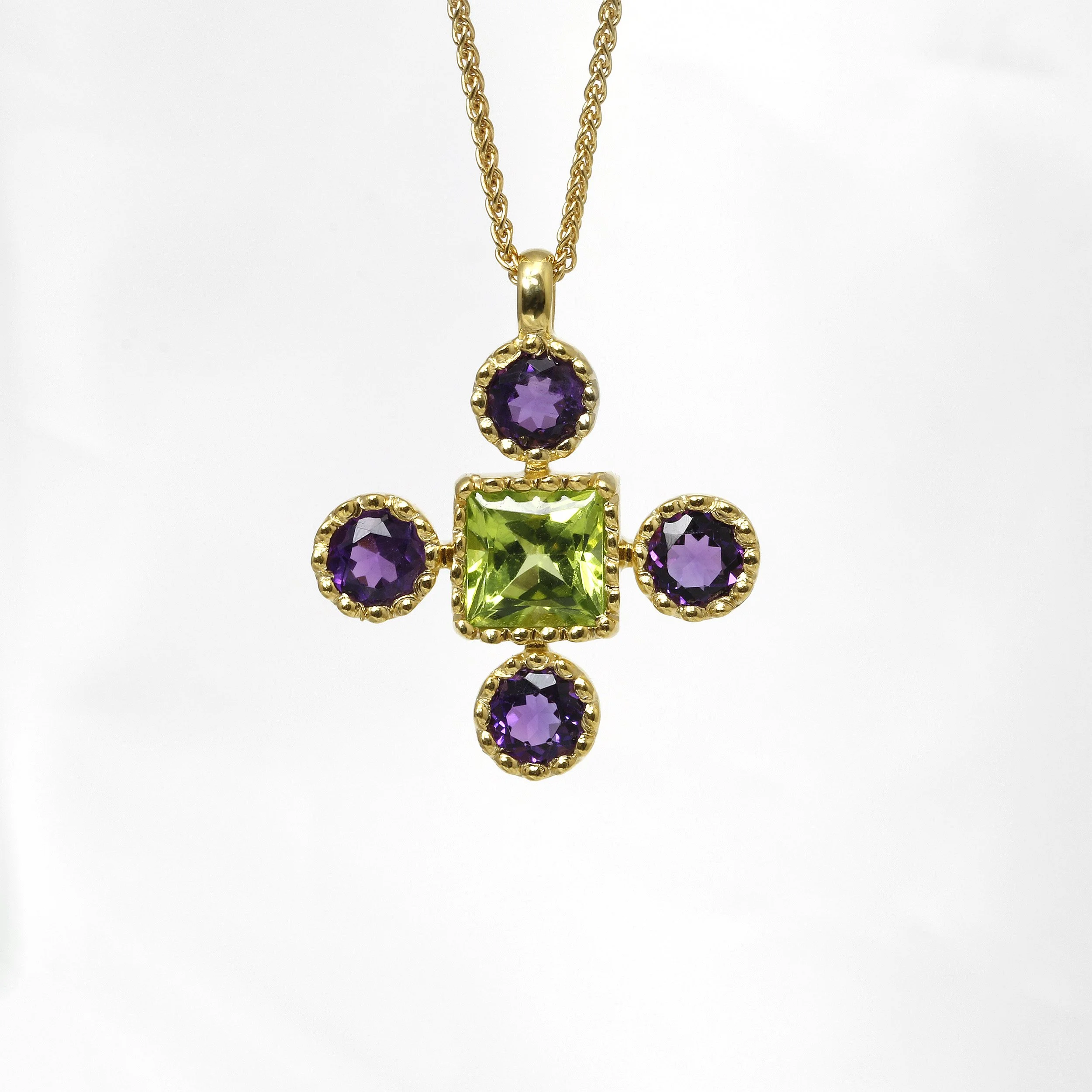 Peridot & Amethyst Bud and Bloom Pendant