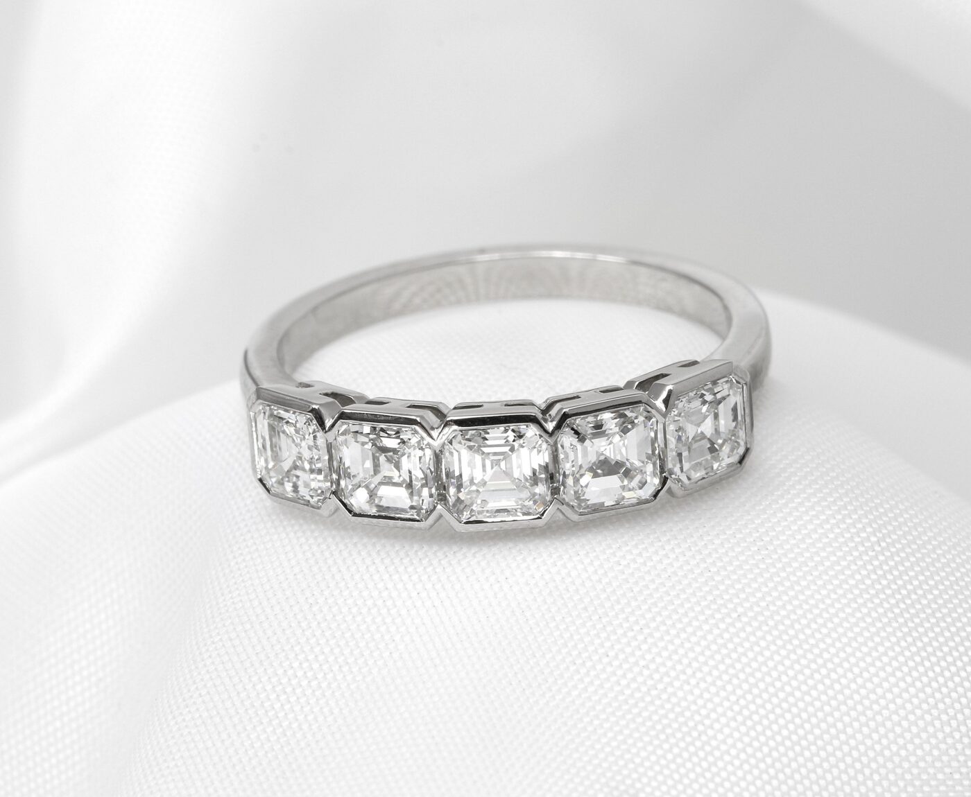 Asscher Cut Diamond Five Stone Ring in Platinum