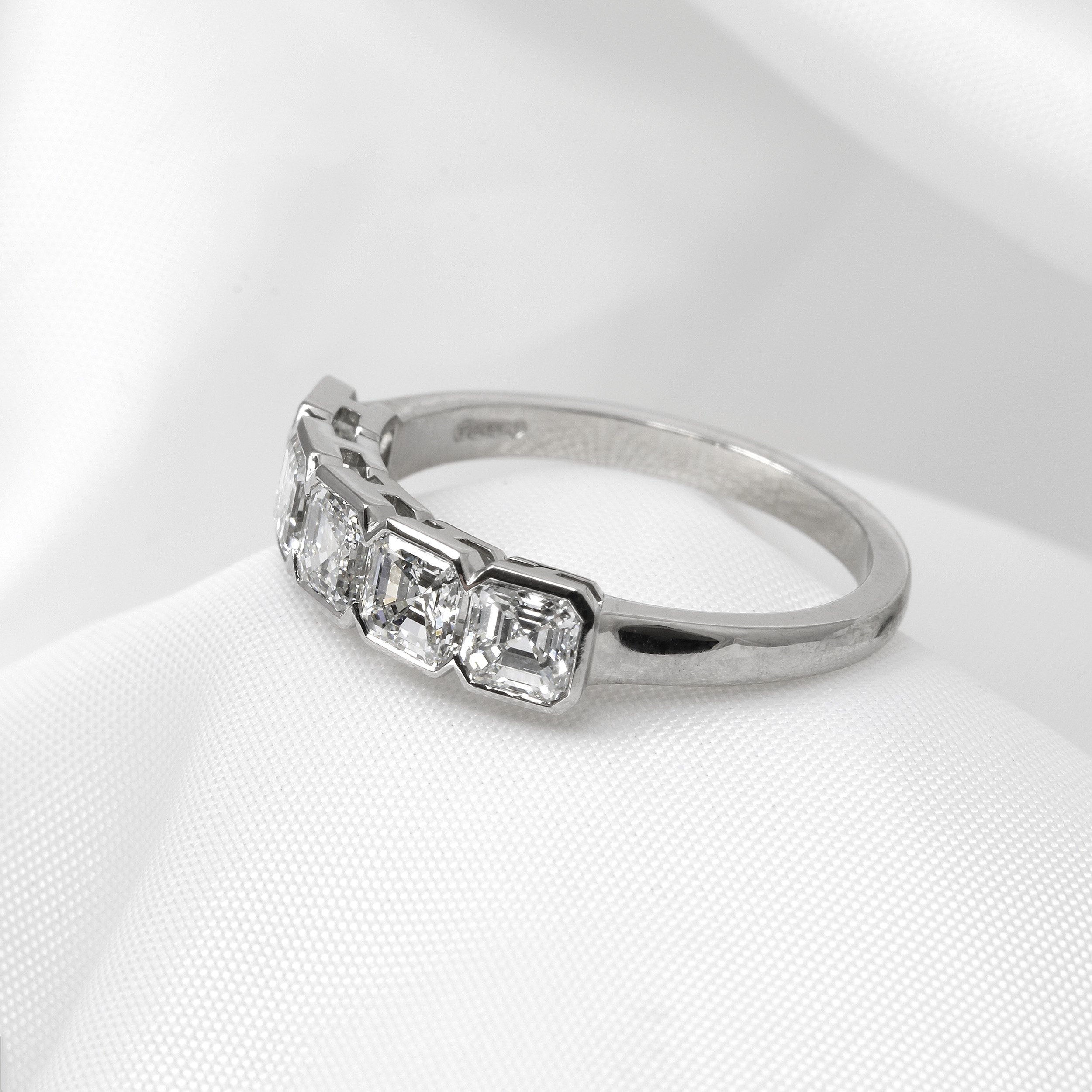Asscher Cut Diamond Five Stone Ring in Platinum
