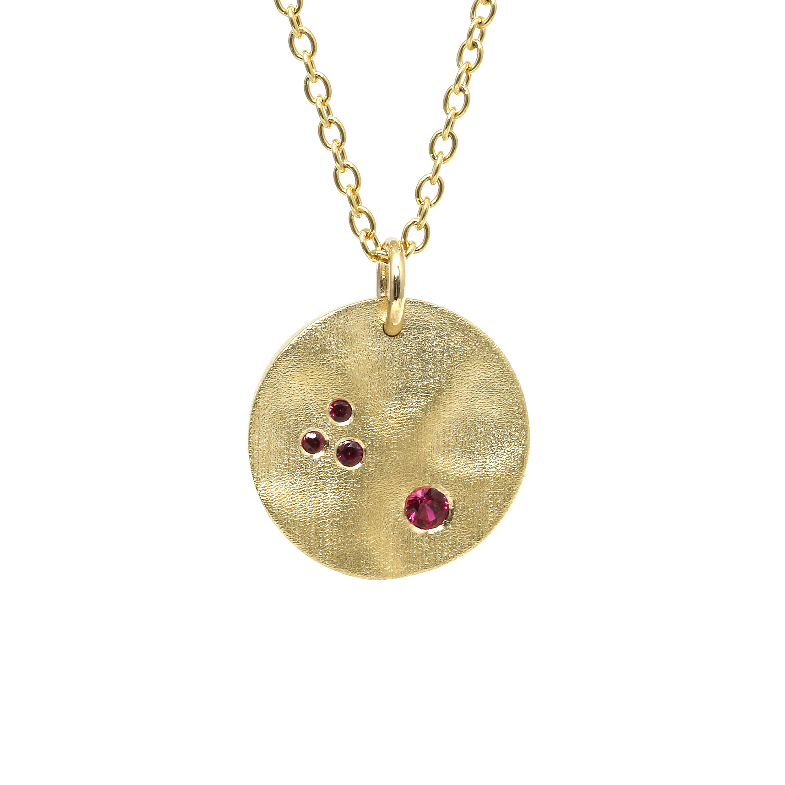 Medium Molten Disk Pendant with Rubies