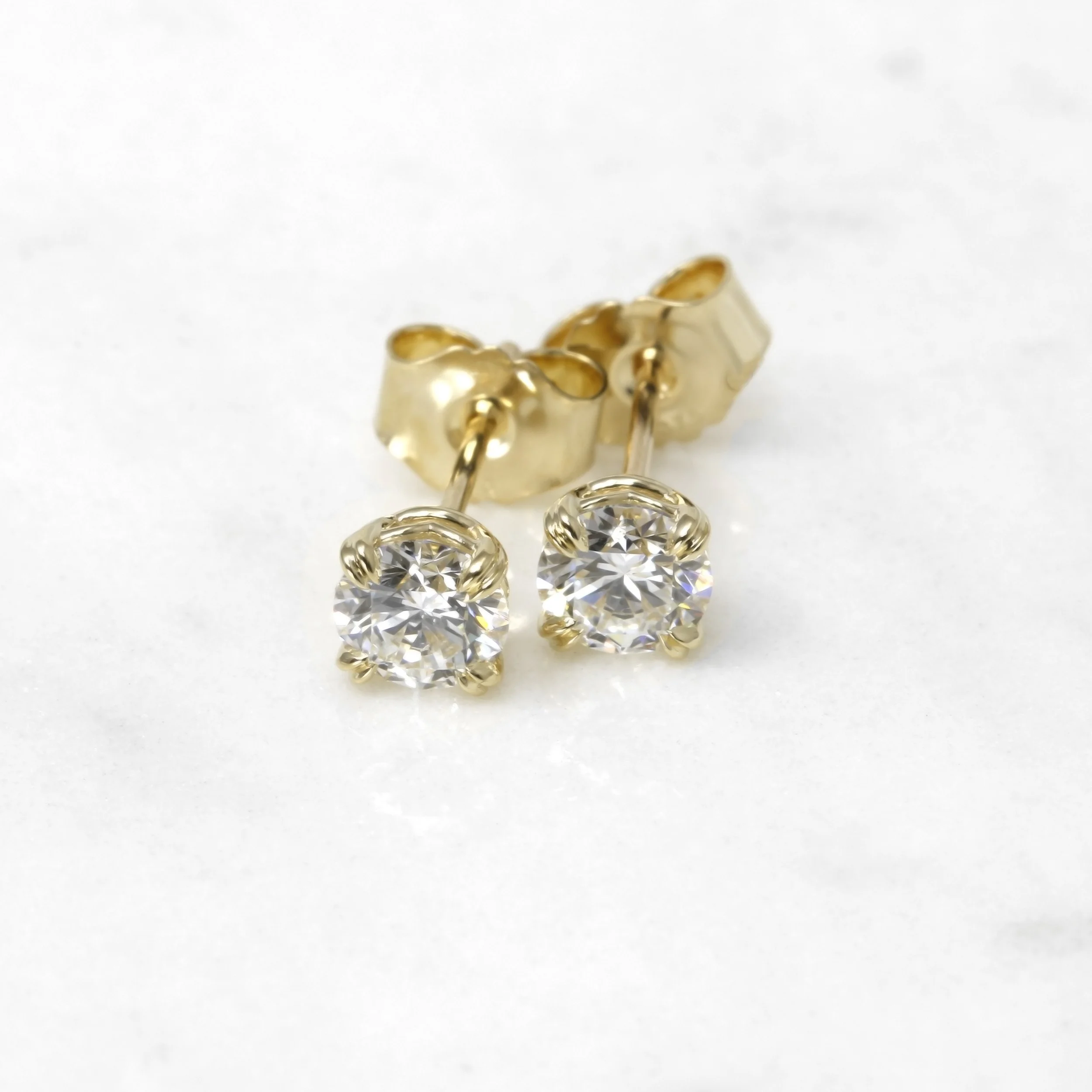 Laboratory Created Diamond Solitaire Stud Earrings in 9ct Yellow Gold