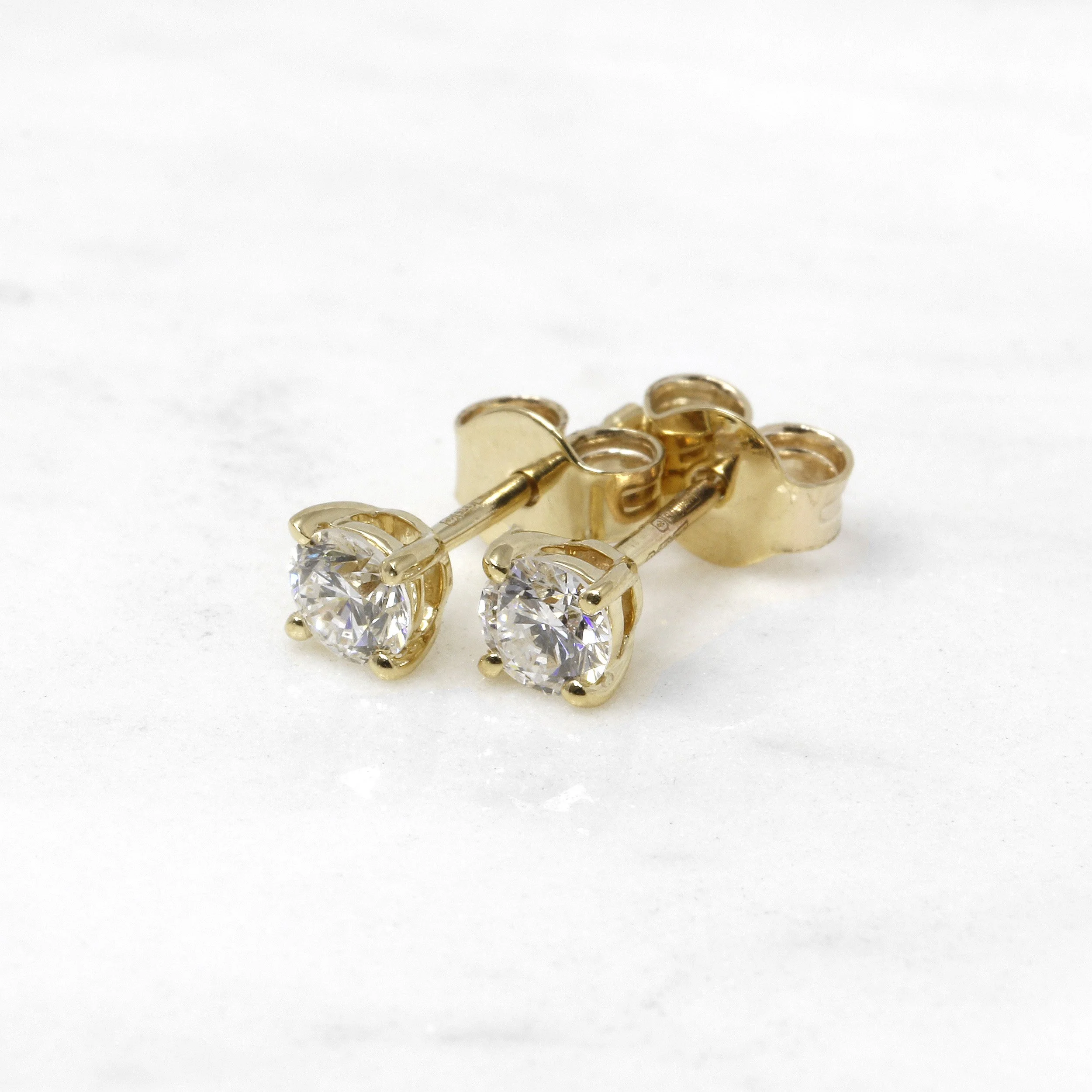 Laboratory Created Diamond Stud Earrings in Yellow Gold