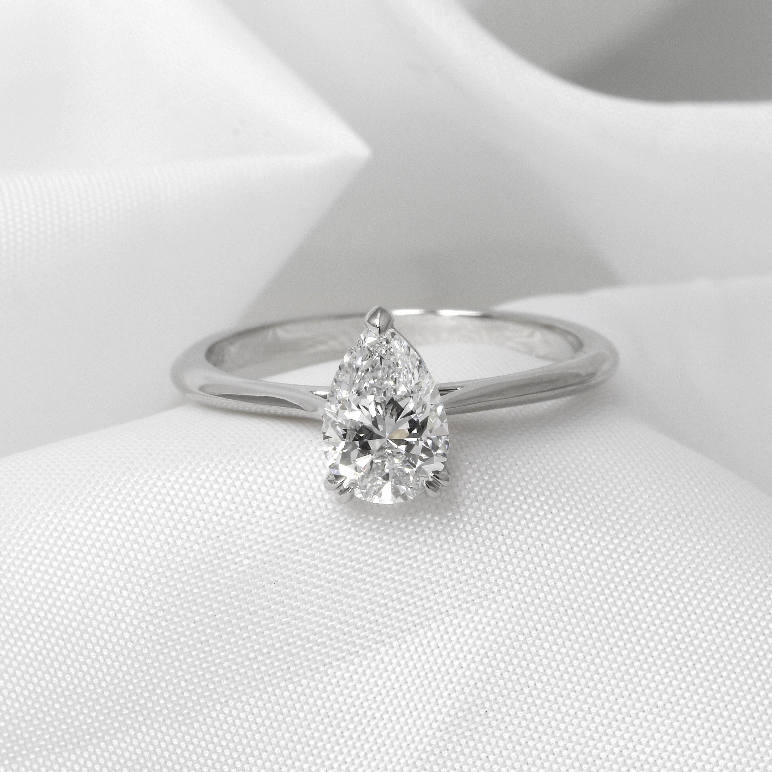 1.00ct Laboratory Created Pear Shaped Diamond Ring in Platinum