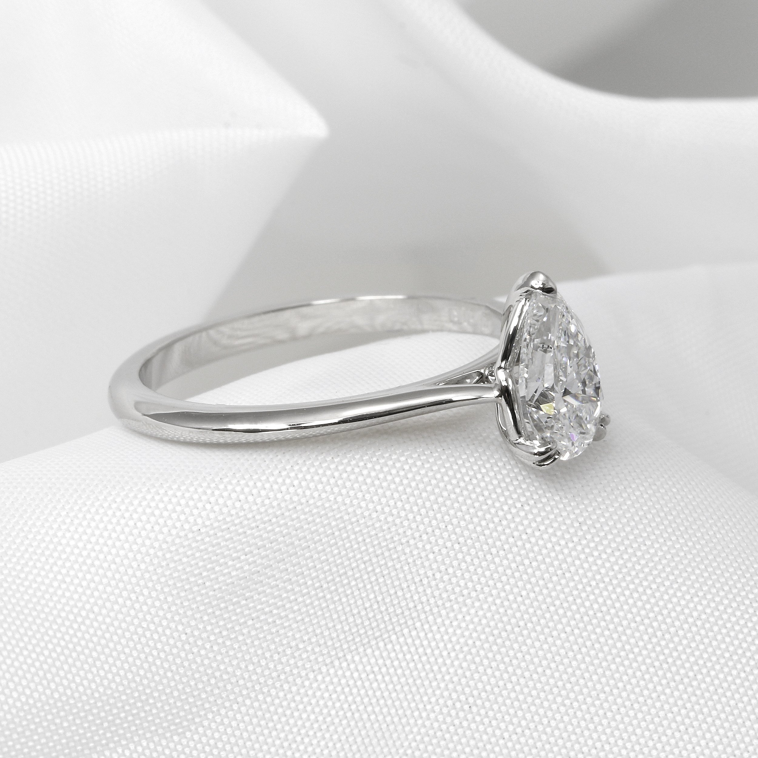 1.00ct Laboratory Created Pear Shaped Diamond Ring in Platinum