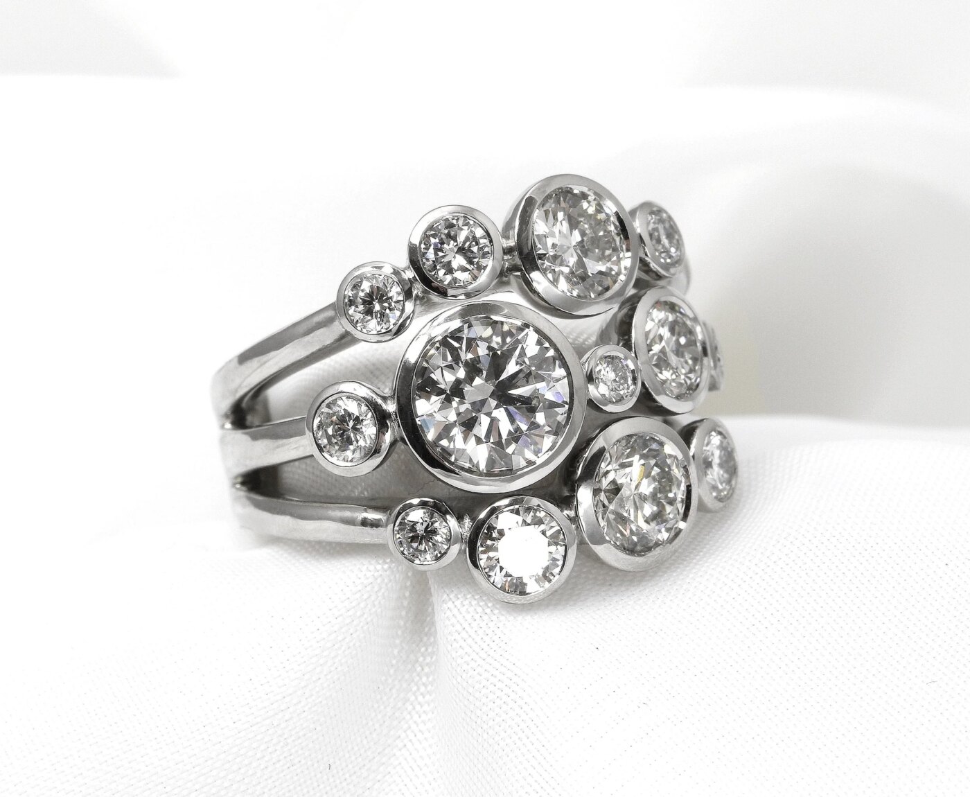 Diamond Multi-Band Ring in Platinum