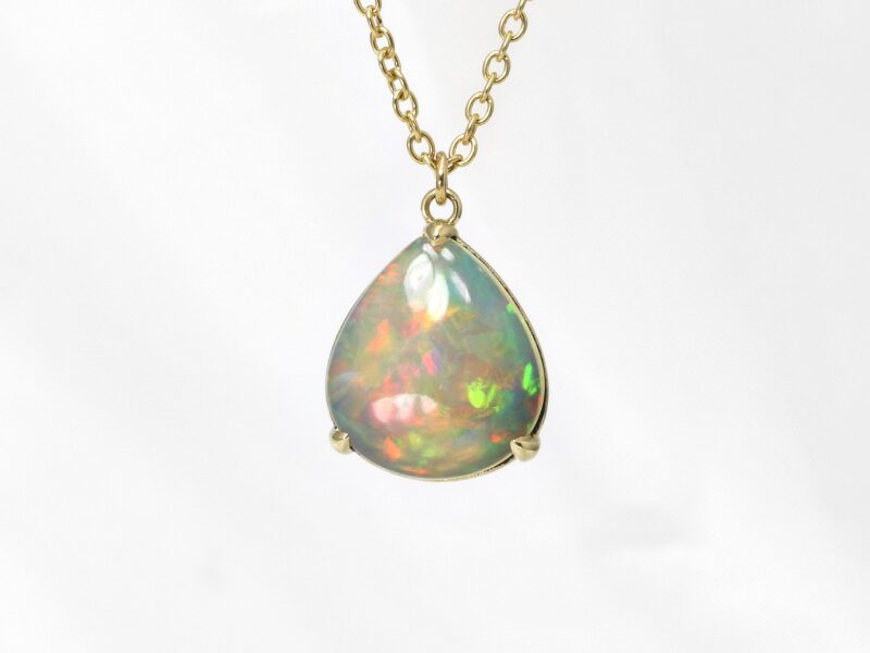Pear Shape Opal Pendant in Yellow Gold