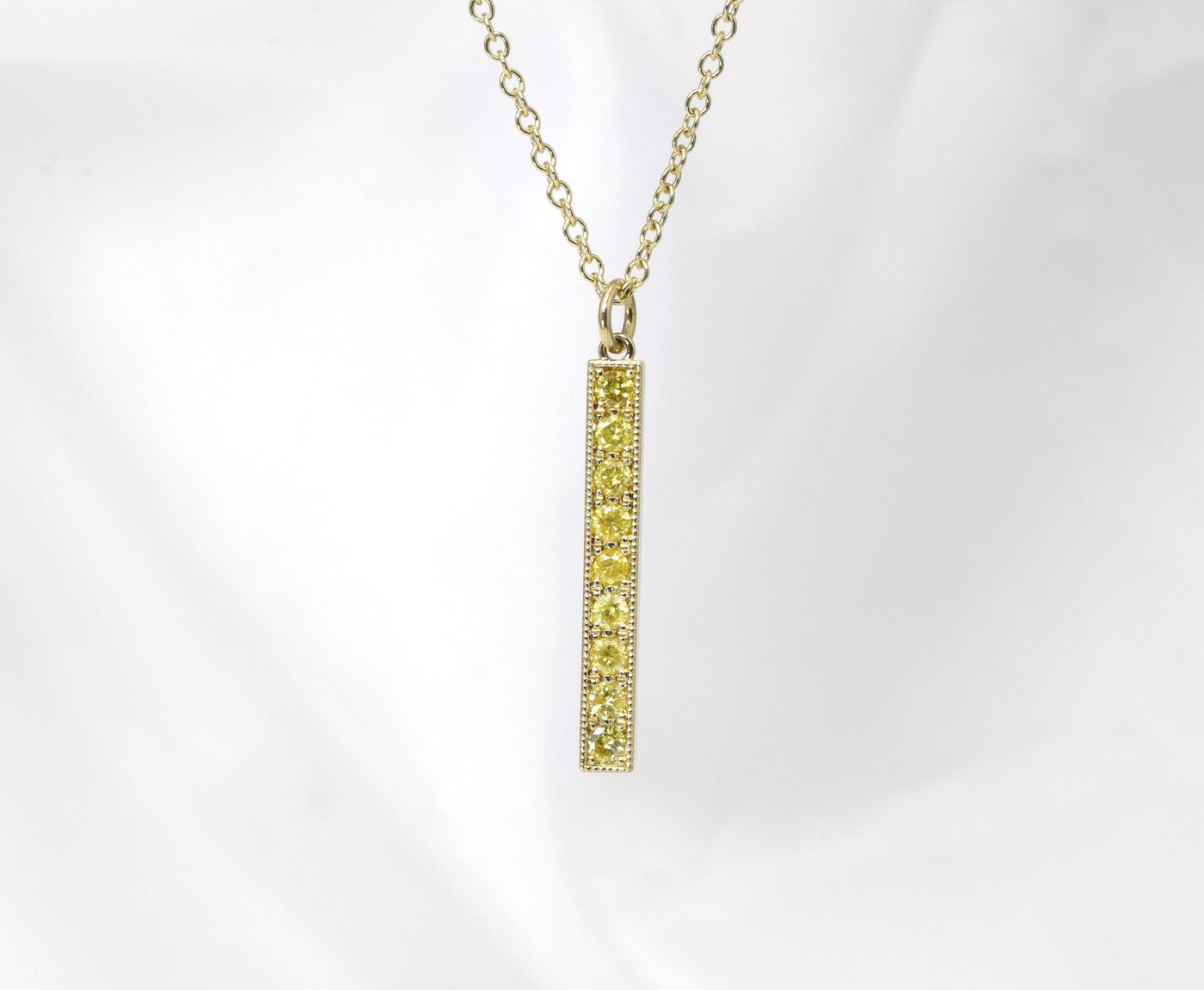 Natural Yellow Diamond Bar Drop Pendant