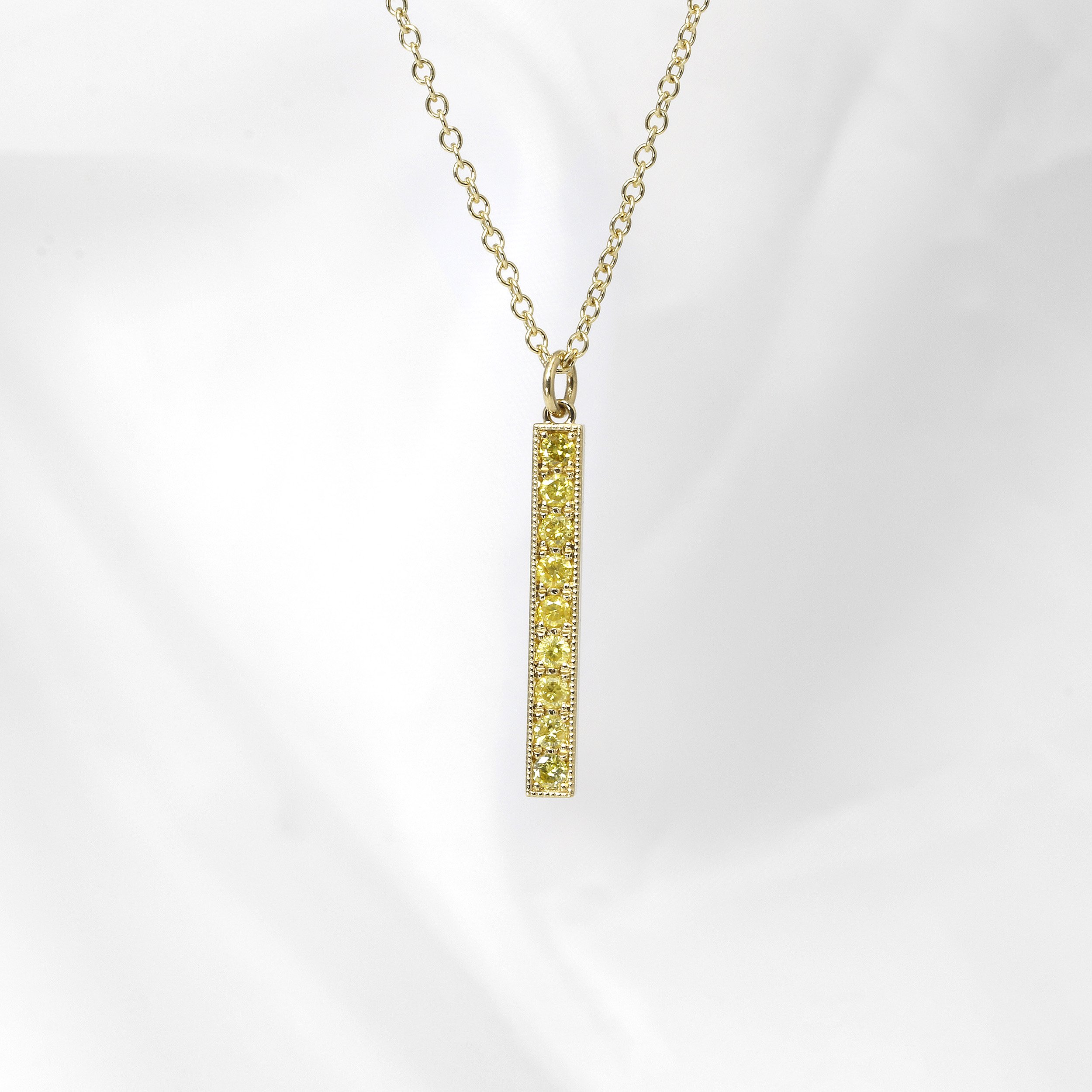 Natural Yellow Diamond Bar Drop Pendant