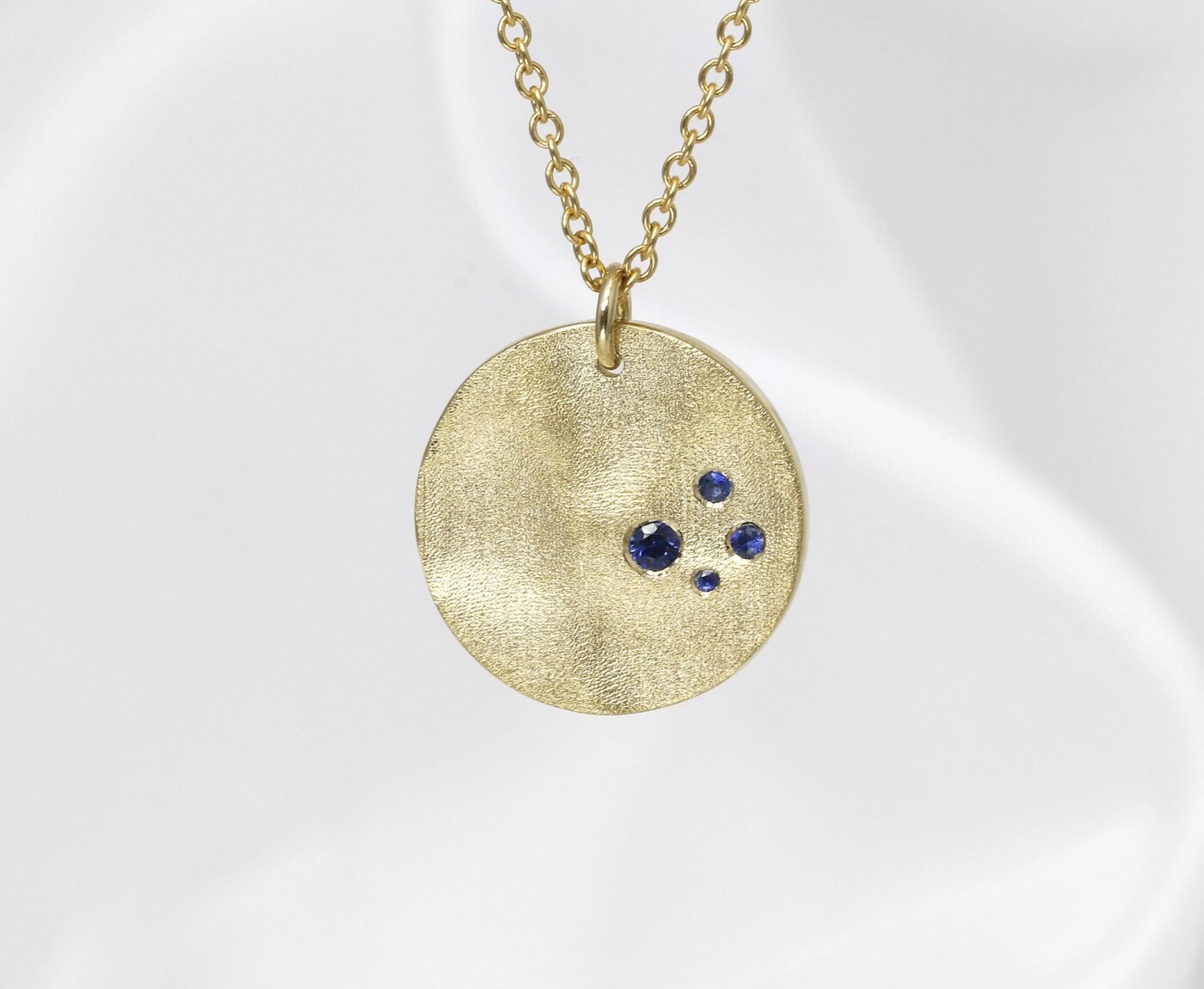 Medium Molten Disc Pendant with Sapphires