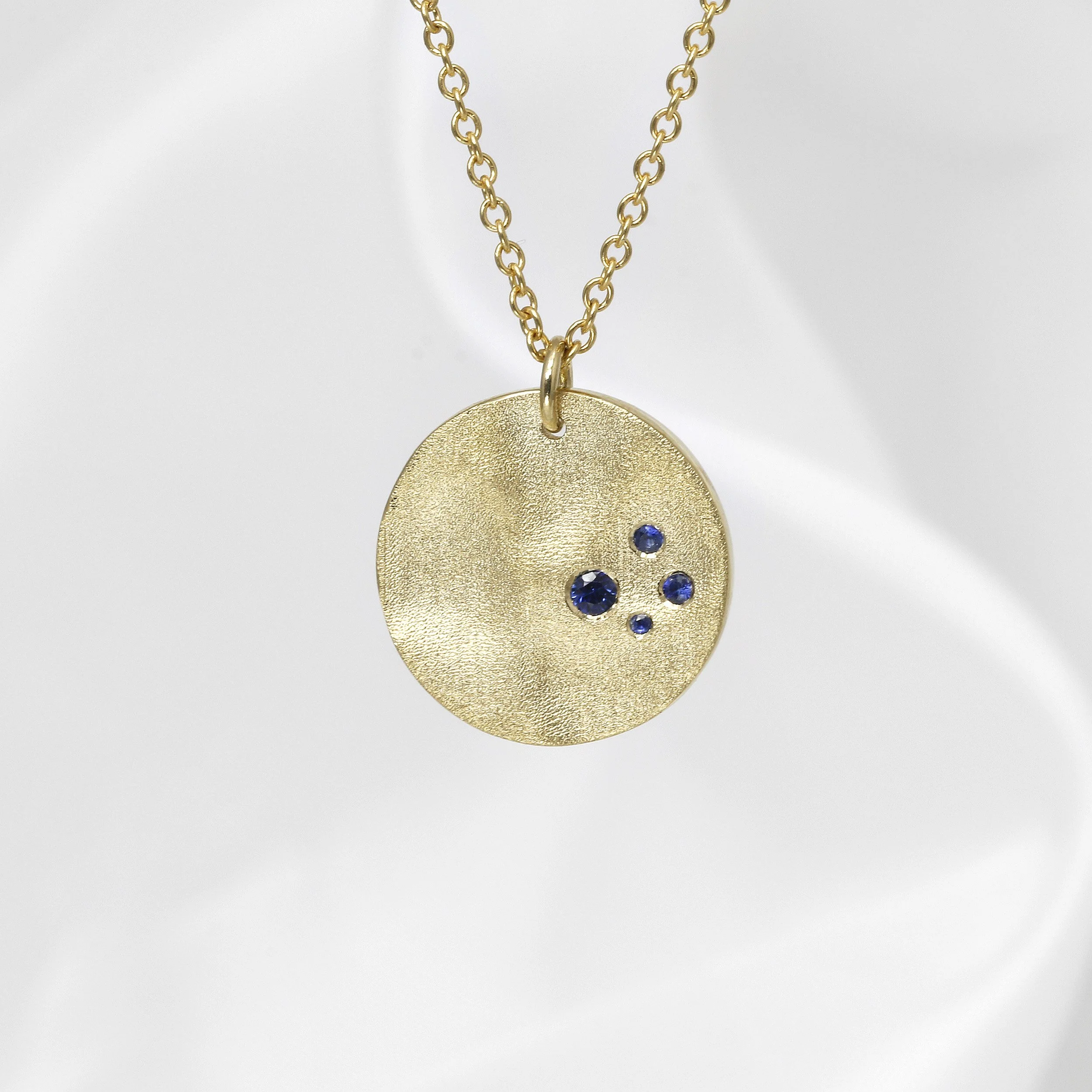 Medium Molten Disc Pendant with Sapphires