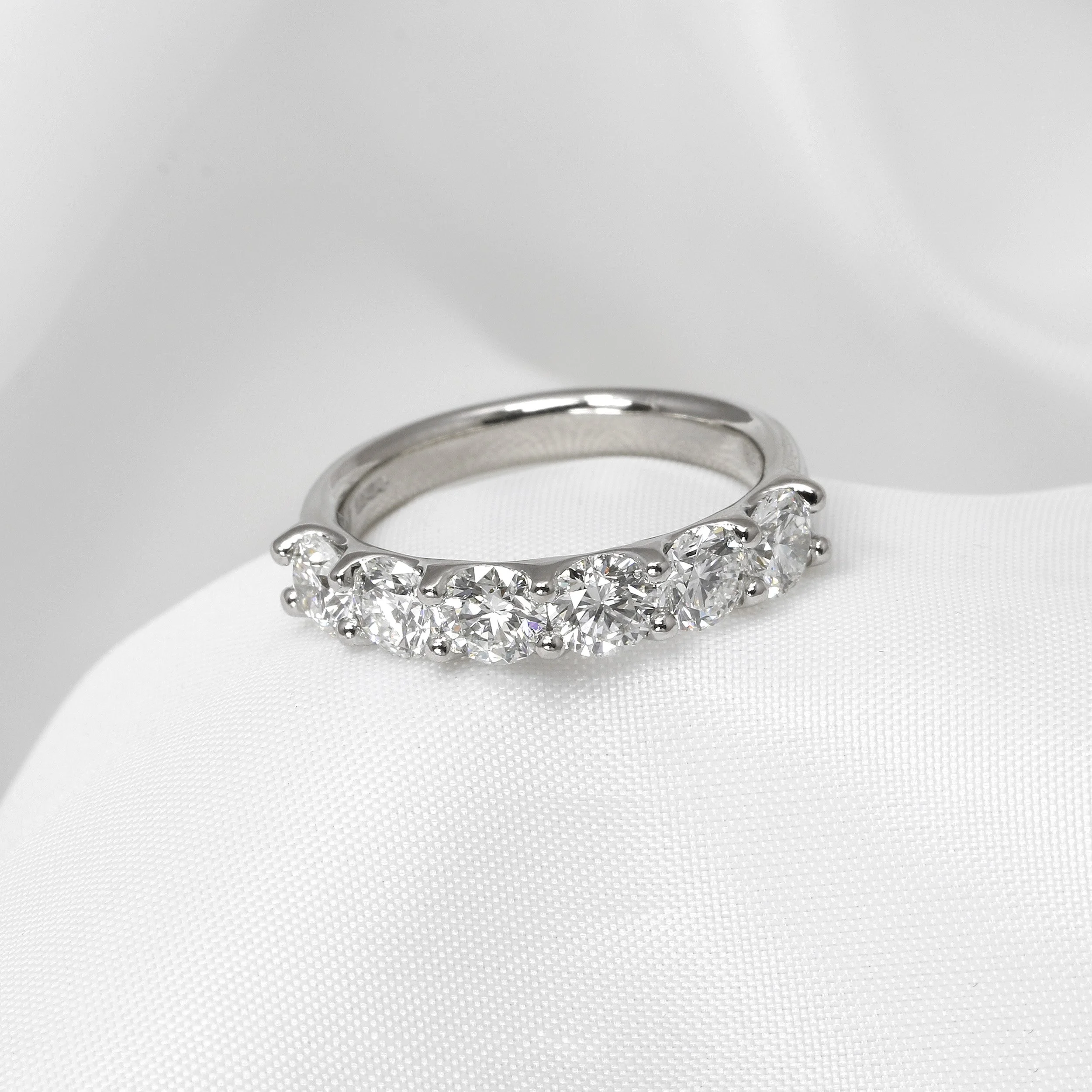 Diamond Six Stone Eternity Ring in a U Claw Setting