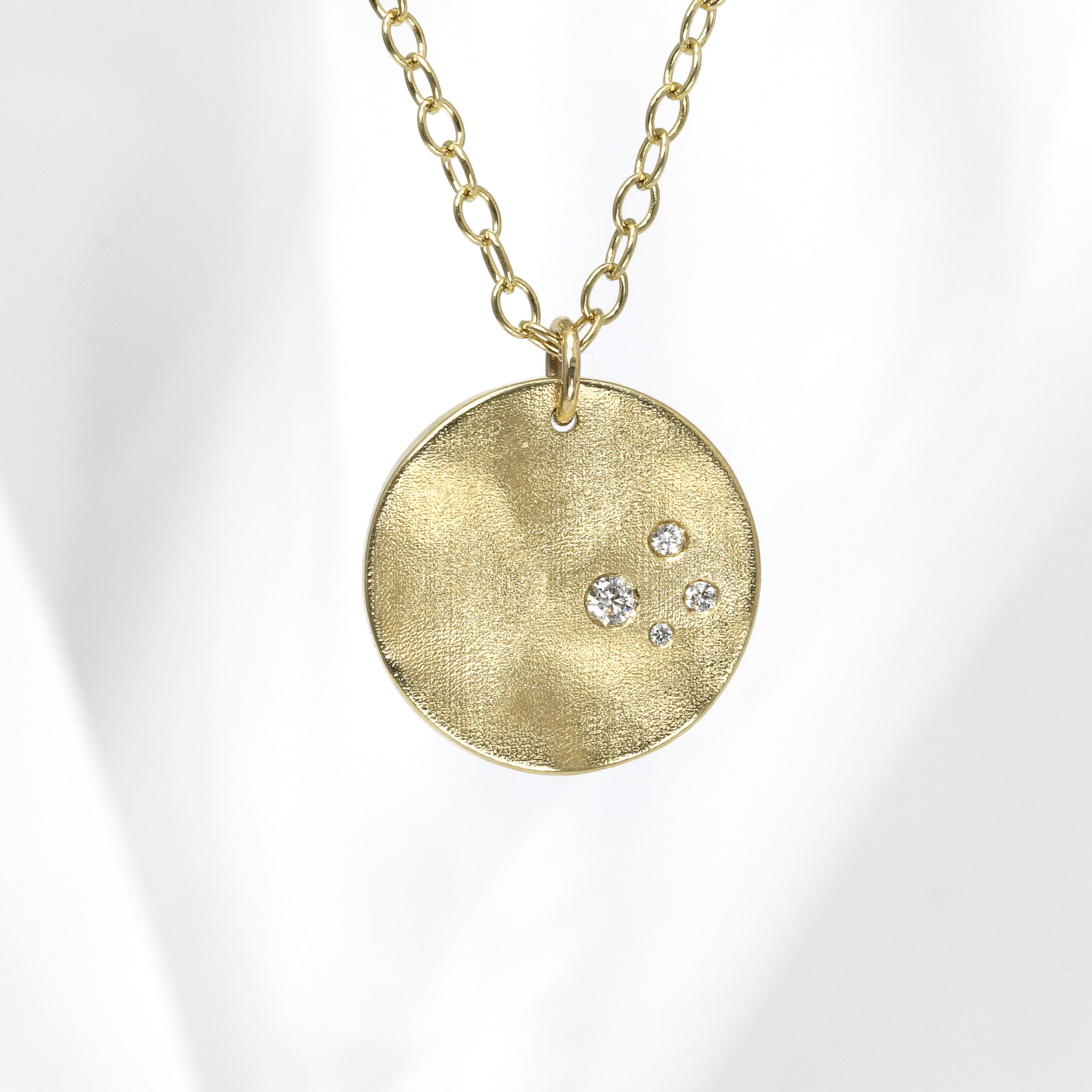 Medium Molten Disc Pendant with Diamonds