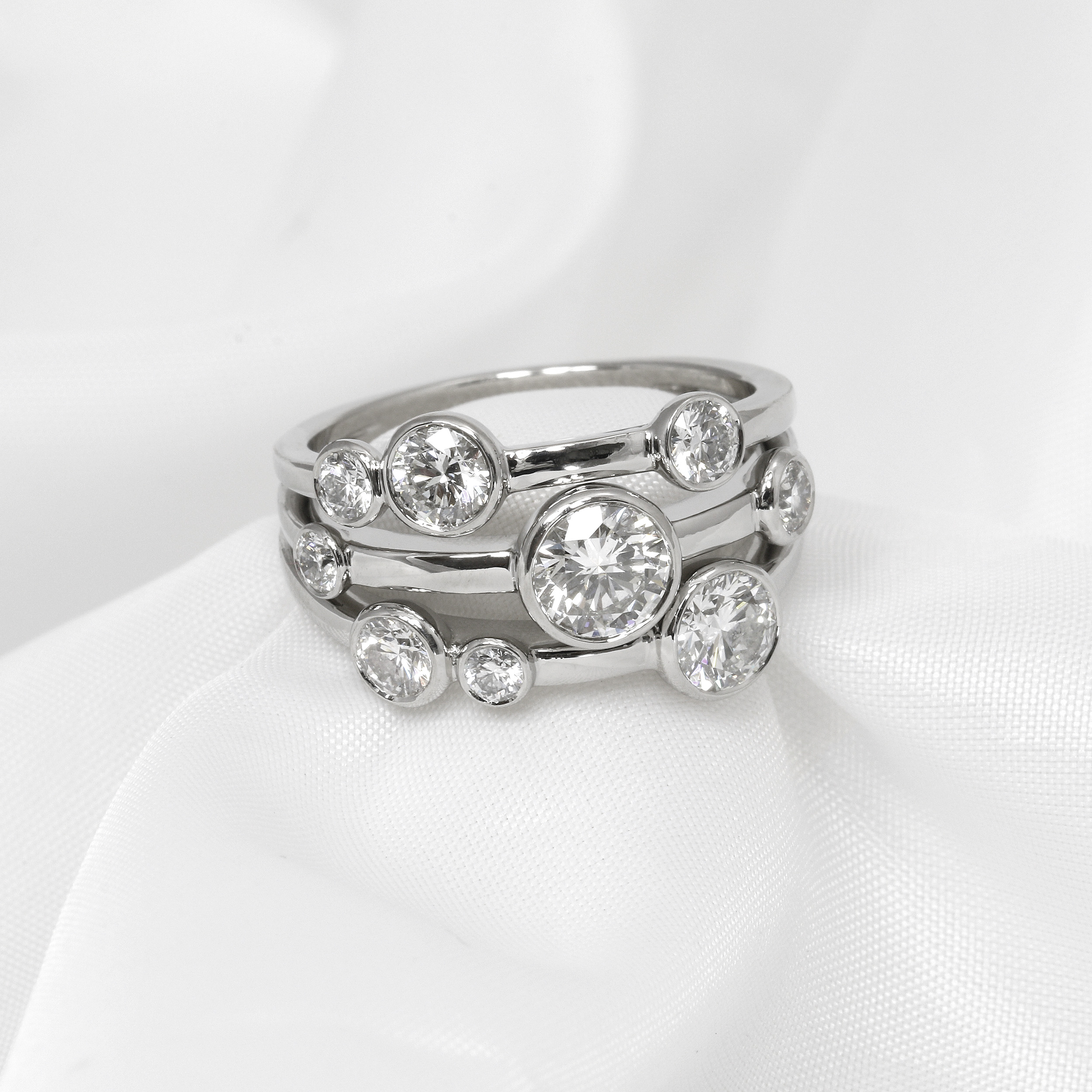 Multi Band Diamond Ring in Platinum