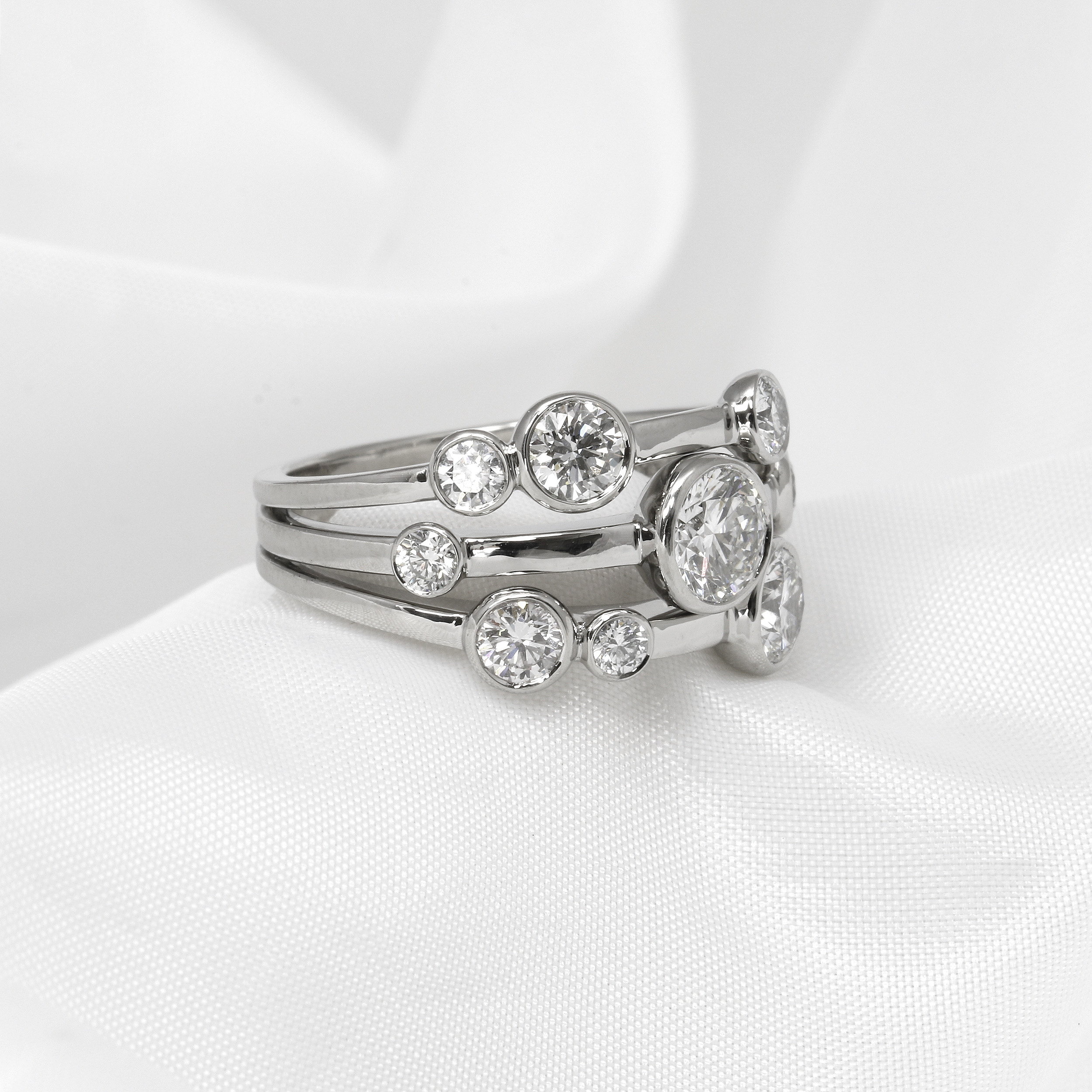 Multi-Band Diamond Ring in Platinum