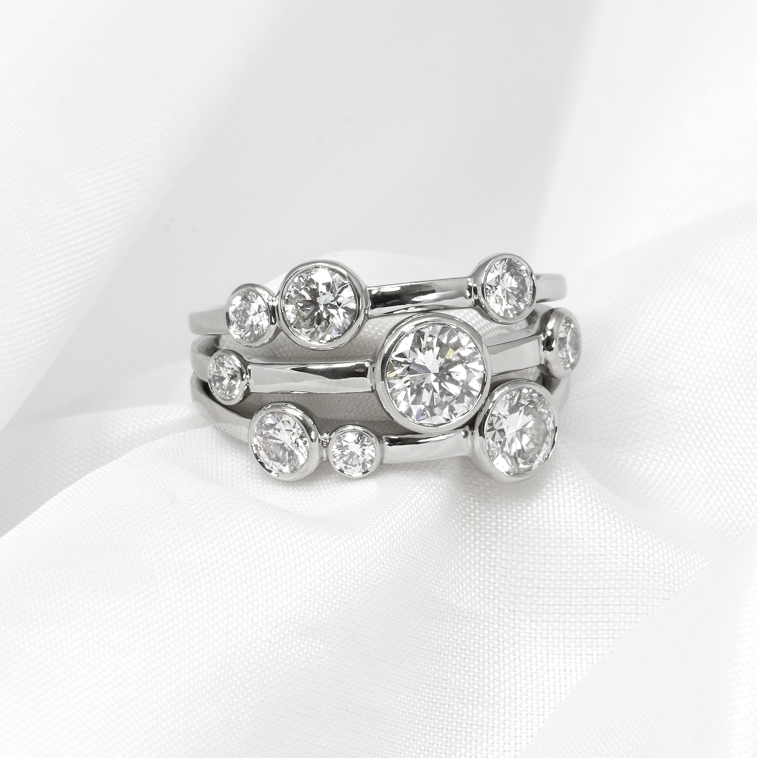 Multi-Band Diamond Ring in Platinum