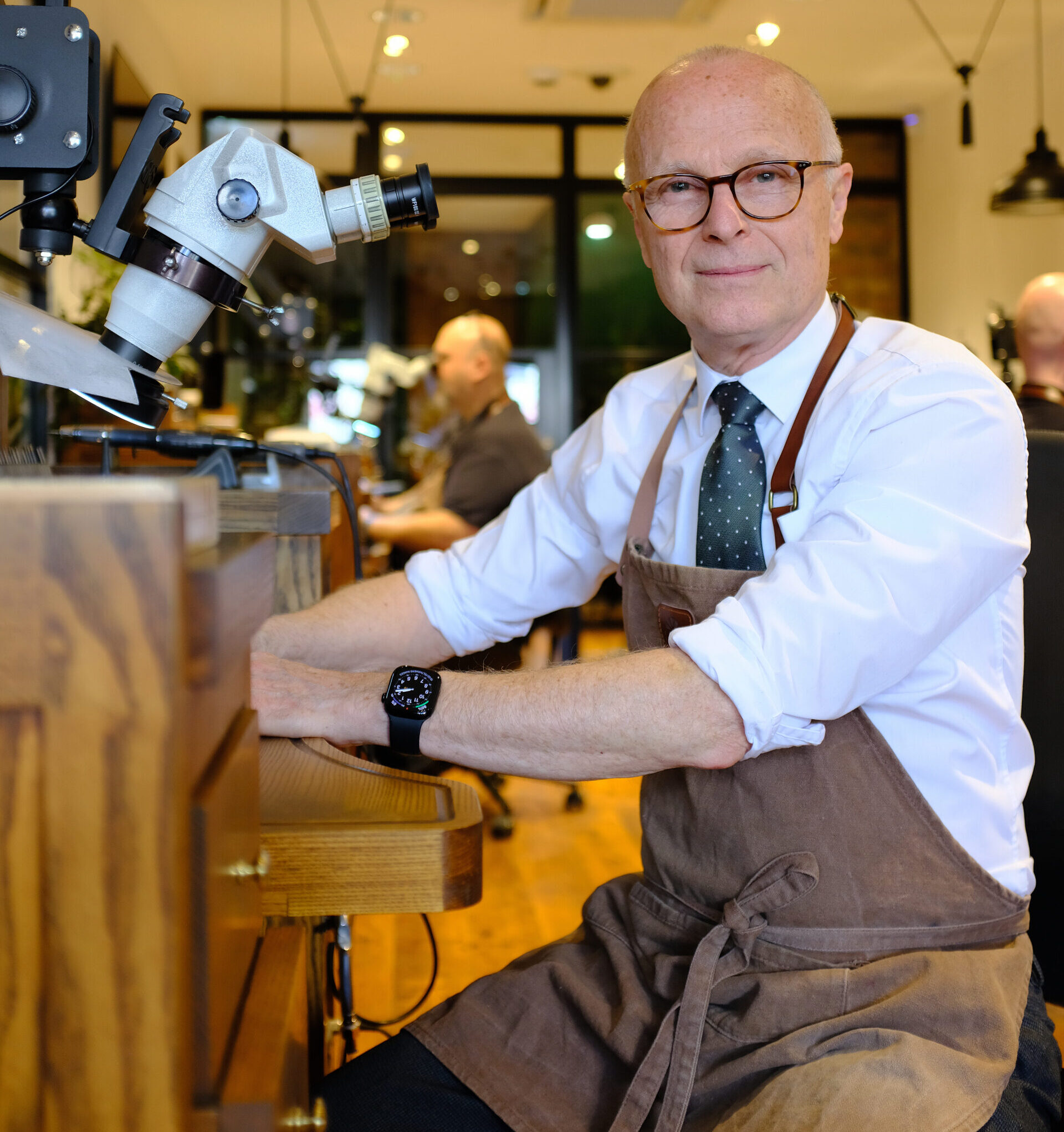 Tim Roe at a workbench