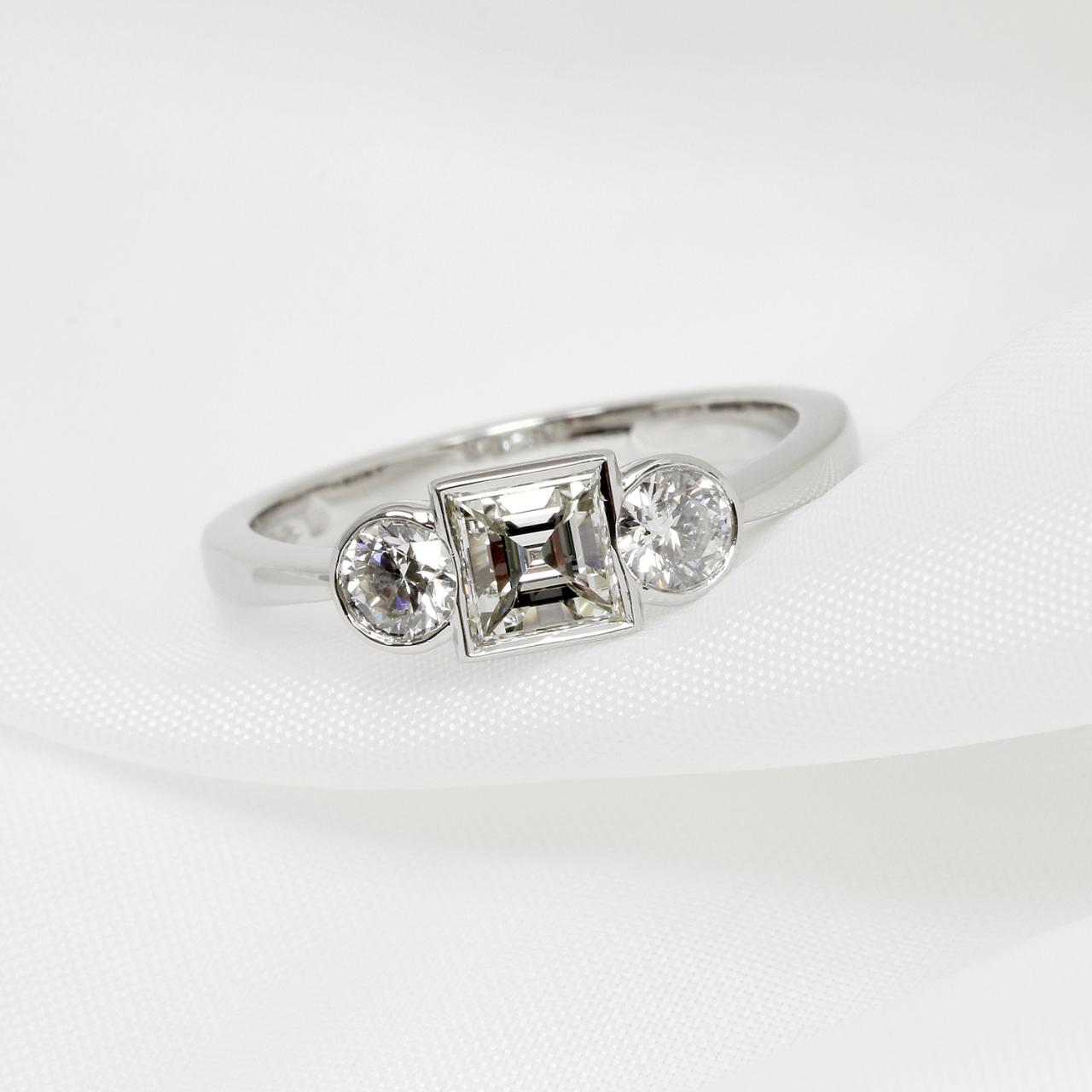 Three Stone Diamond Ring in Platinum