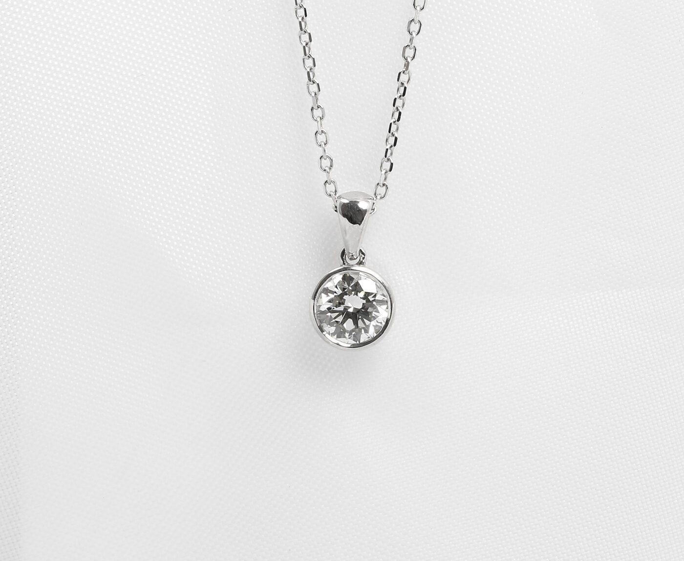 Diamond Solitaire 0.51ct Pendant in 18ct White Gold