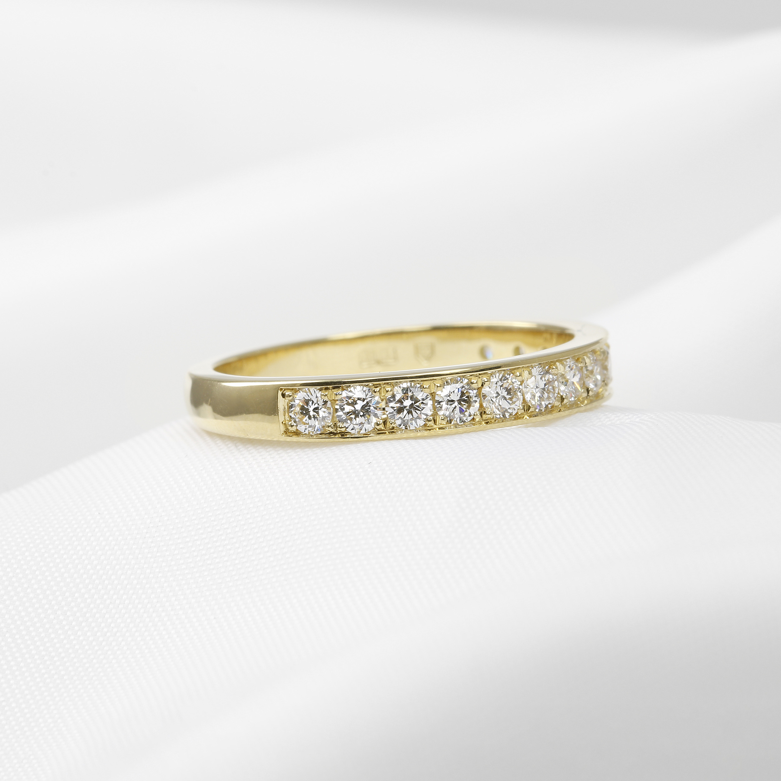Grain Set Diamond Half Eternity Ring in 18ct Yellow Gold