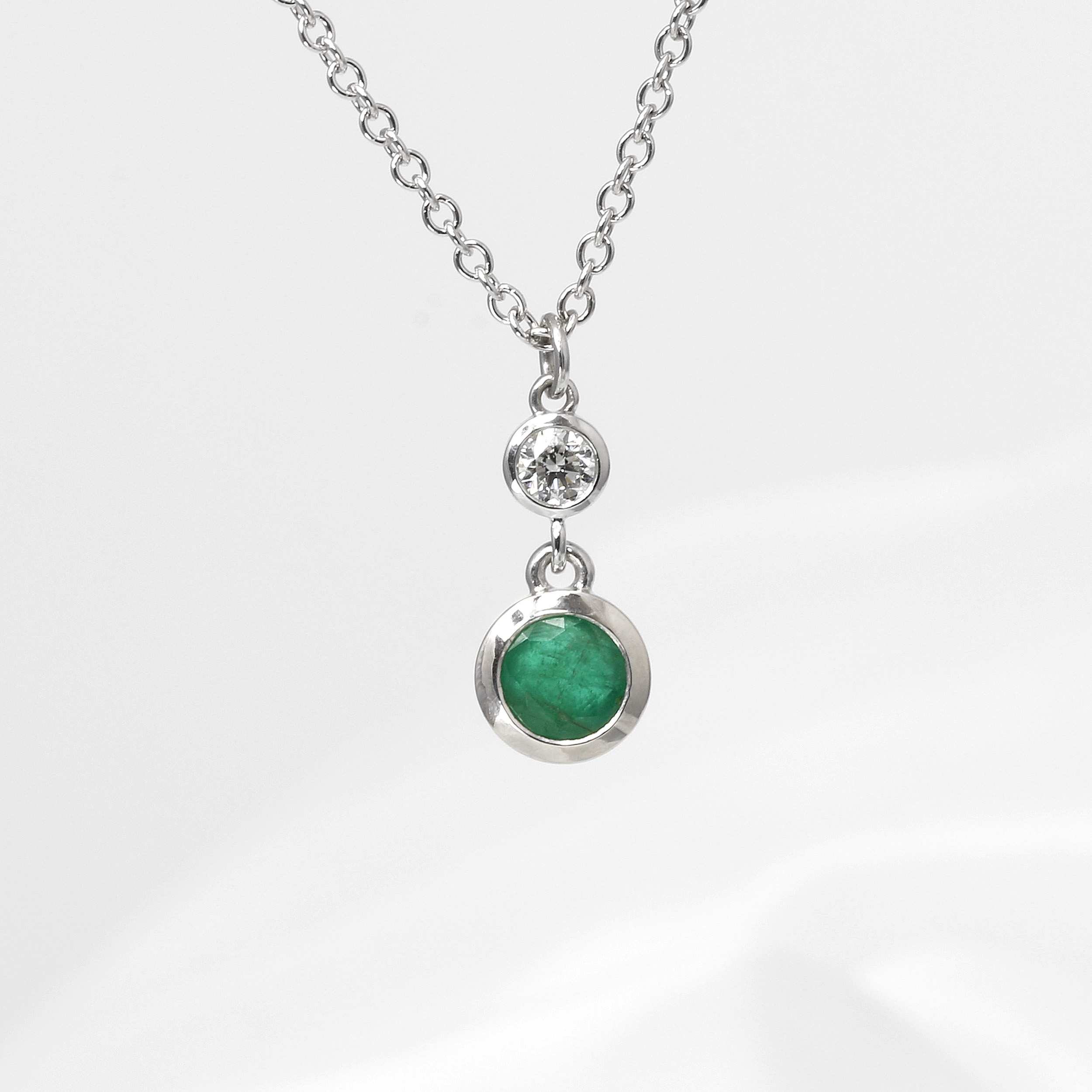 Emerald Pendant in 9ct White gold