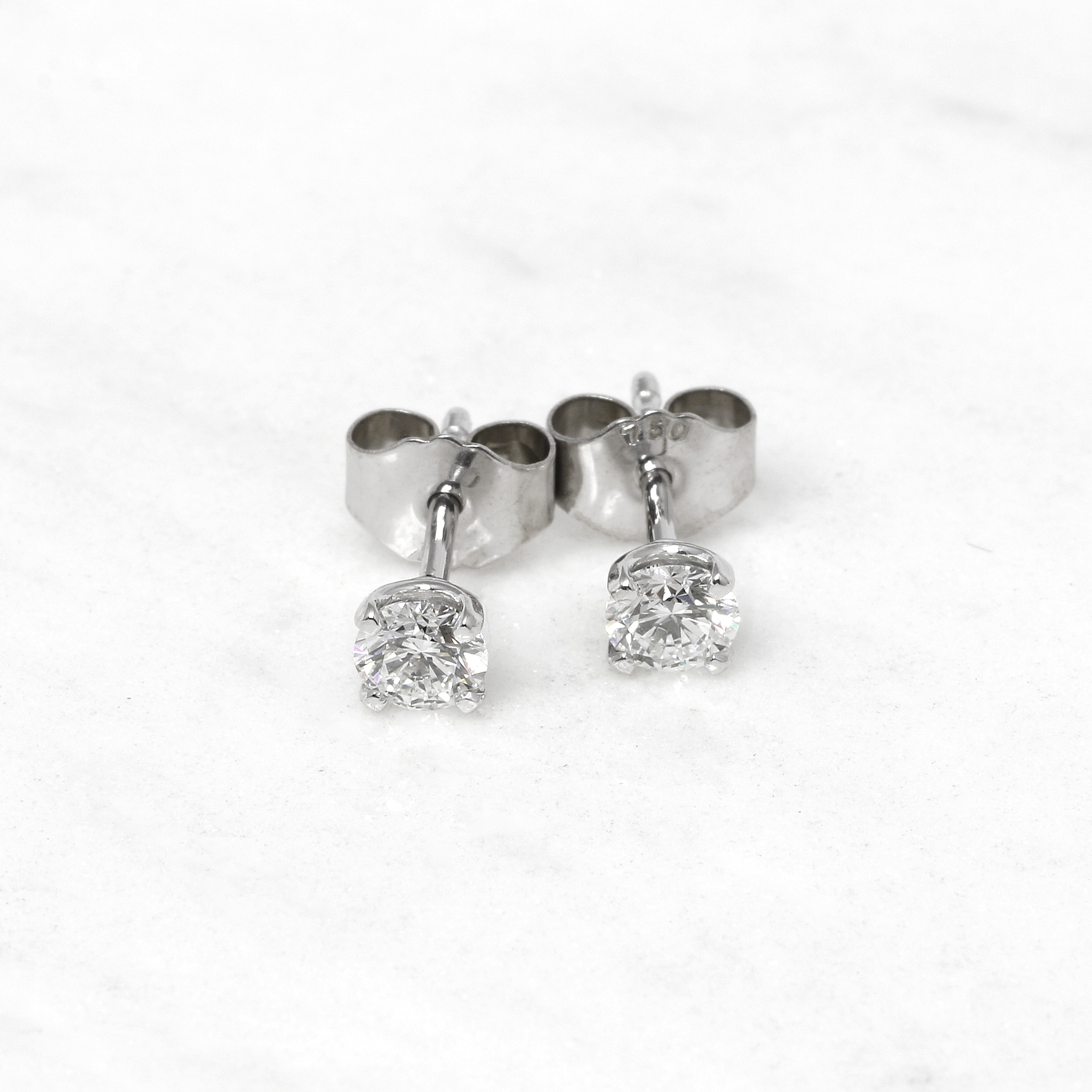 Canadamark™ Diamond Solitaire Stud Earrings in 18ct White Gold