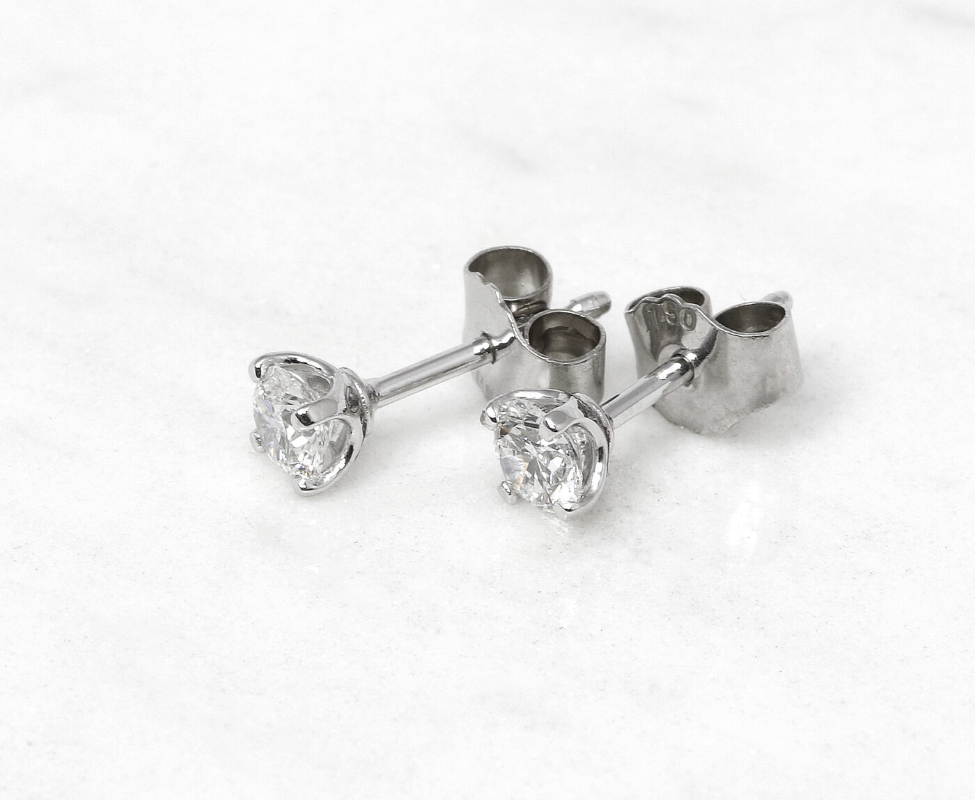 Canadamark™ Diamond Solitaire Stud Earrings in 18ct White Gold