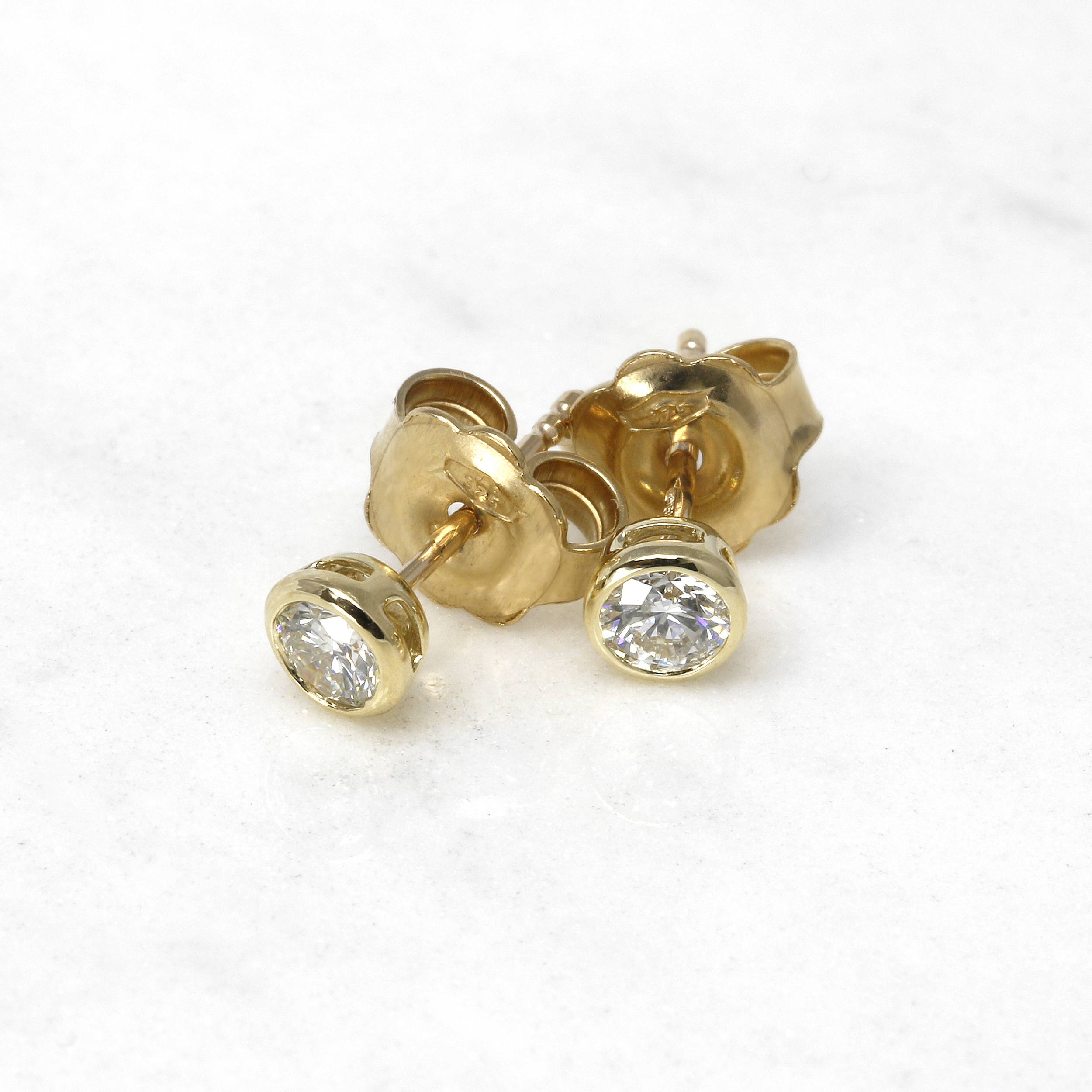 0.40ct Diamond Solitaire Rub Over Set Stud Earrings