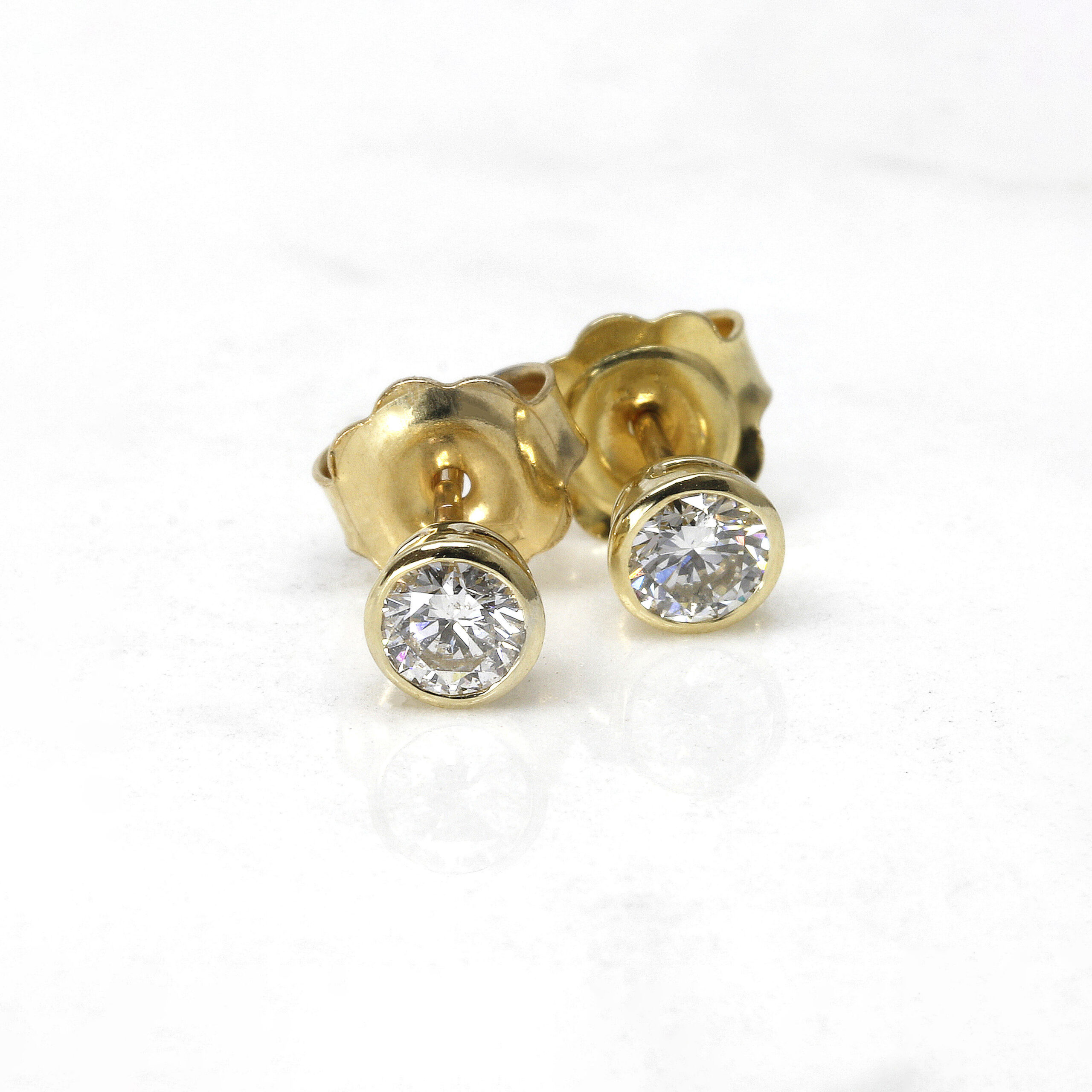 0.50ct Diamond Solitaire Rub Over Stud Earrings
