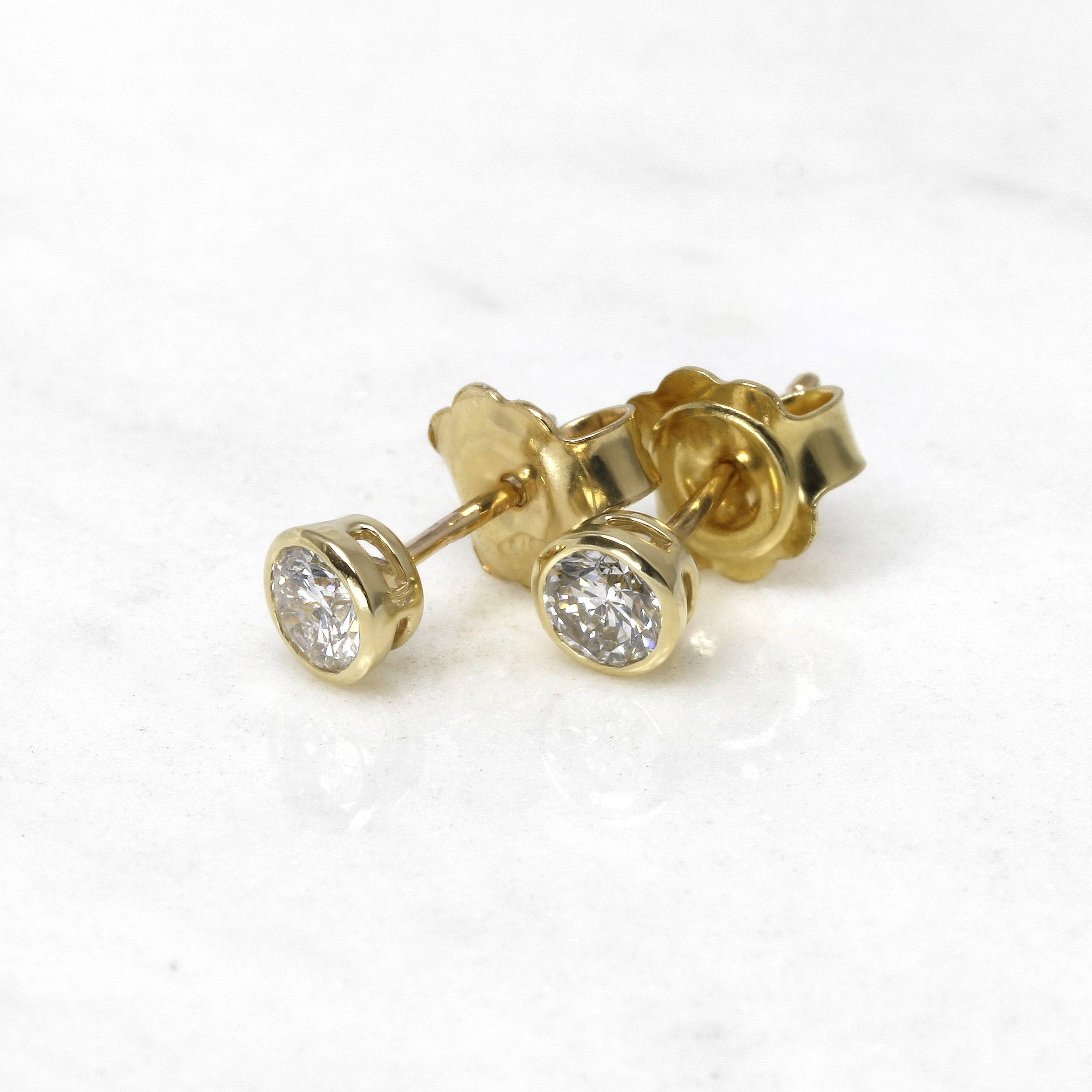 0.50ct Diamond Solitaire Rub Over Stud Earrings