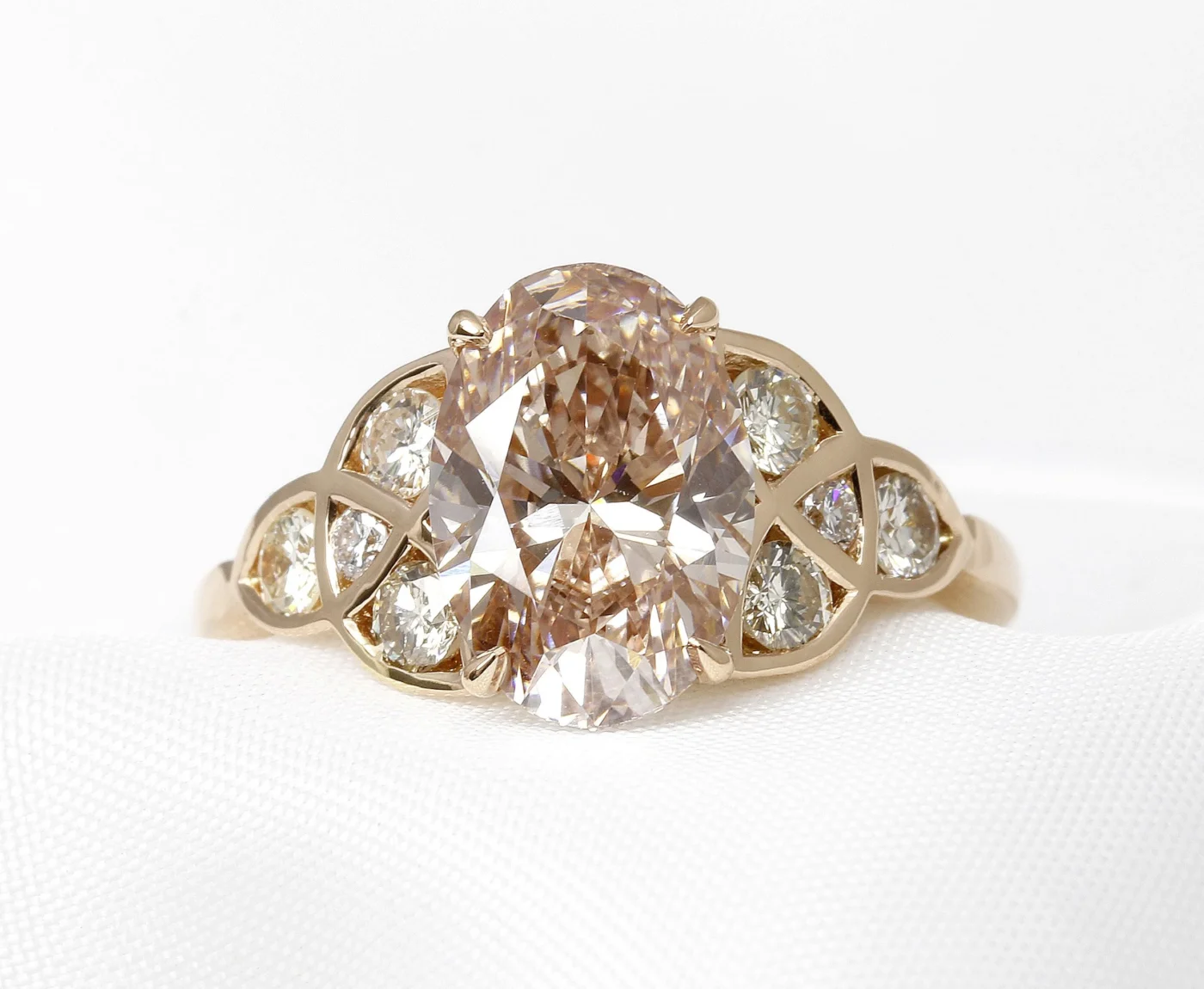 Bespoke Pink and White Lab-Grown Diamond Ring in Rose Gold