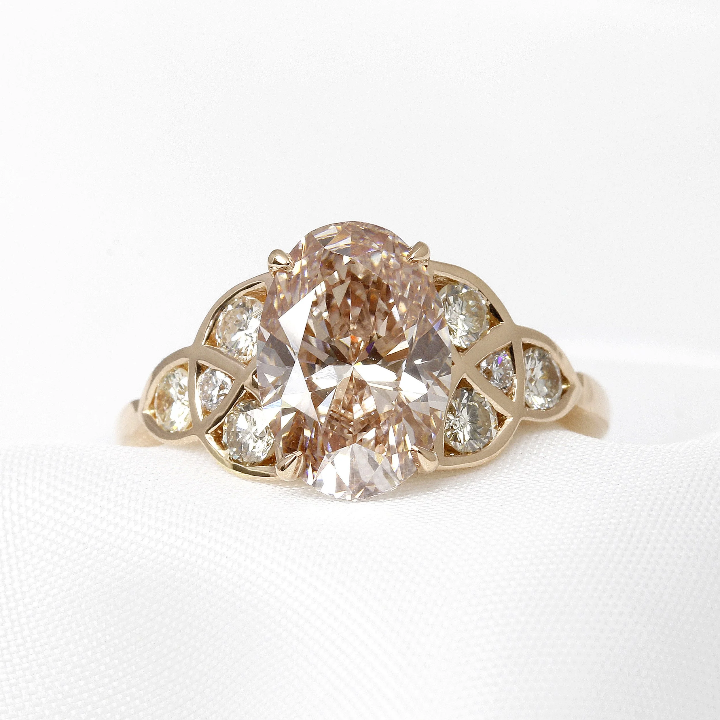 Bespoke Pink and White Lab-Grown Diamond Ring in Rose Gold