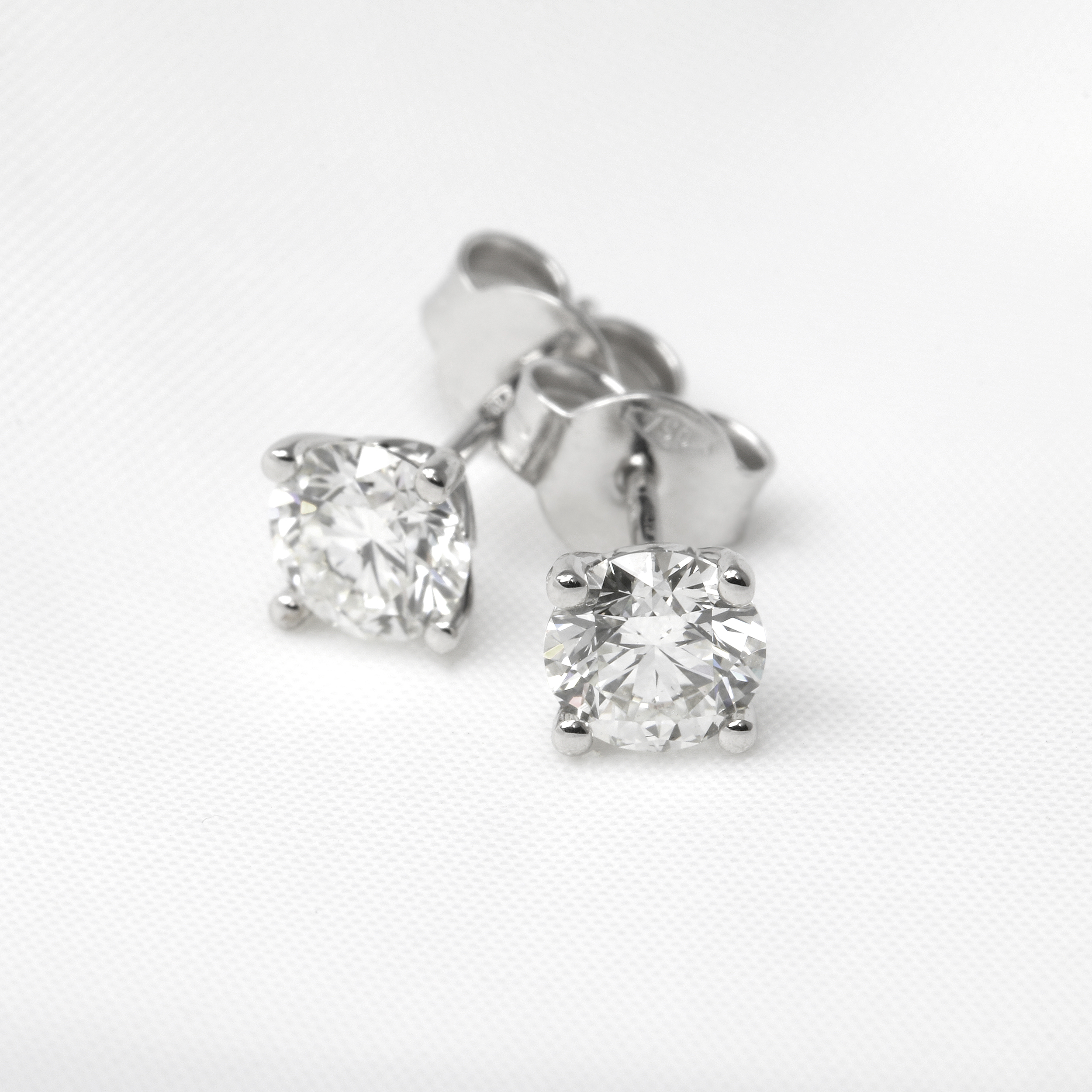 1.20ct Diamond Solitaire Stud earrings in 18ct White Gold