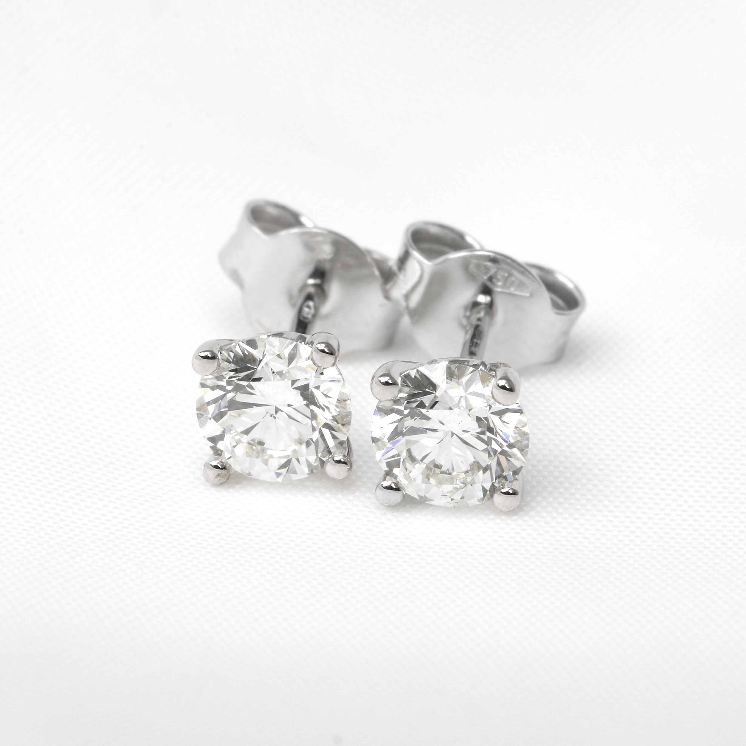 1.20ct Diamond Solitaire Stud earrings in 18ct White Gold