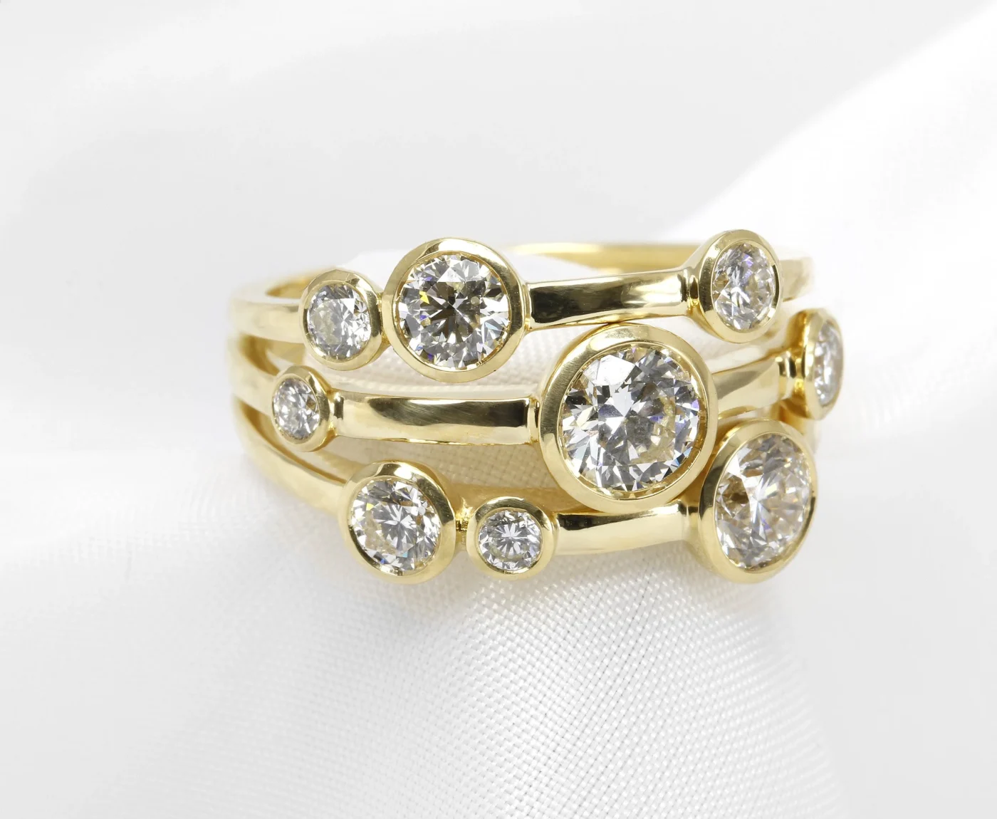 Multi-Band Diamond Ring in Yellow Gold